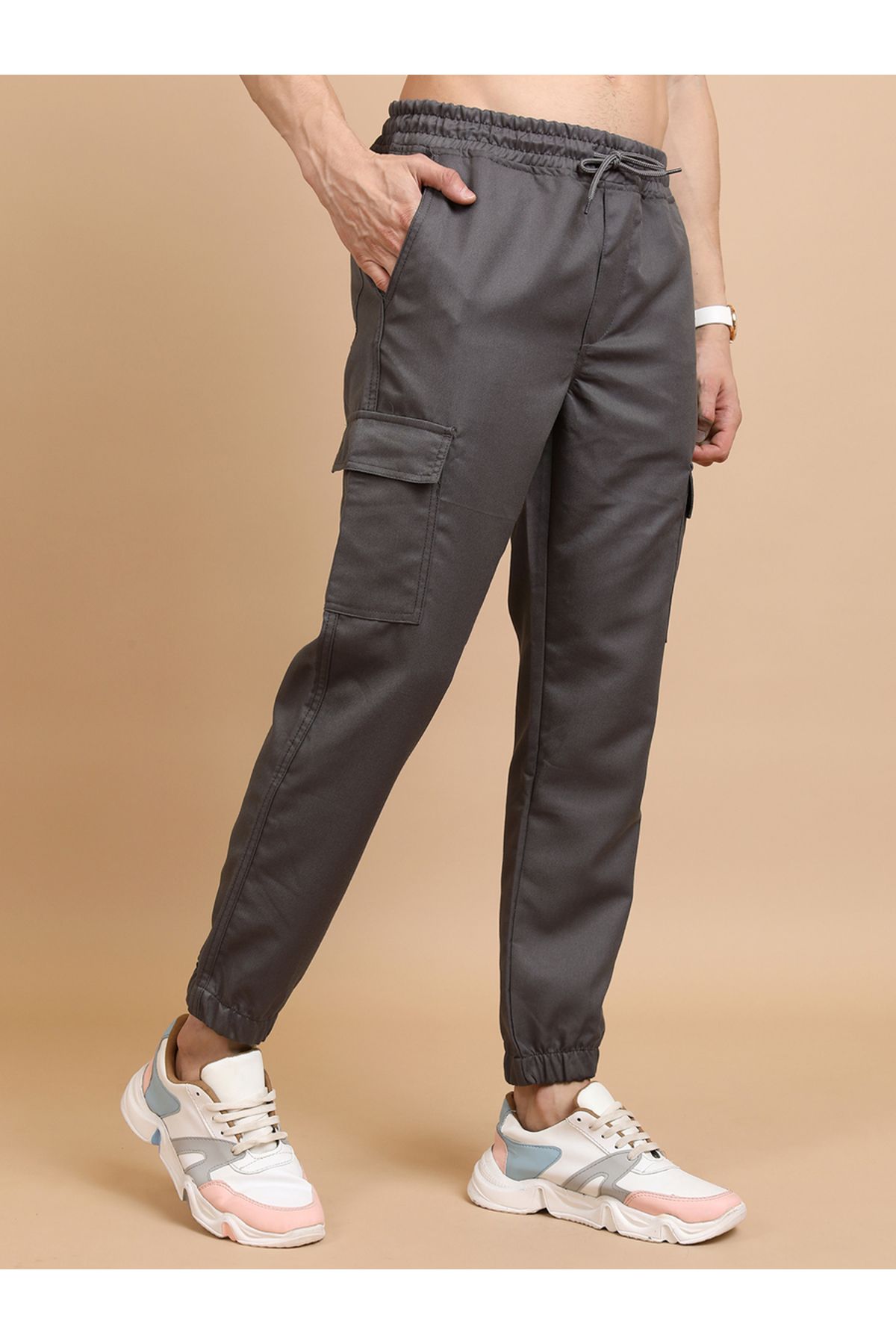 Highlander By Styli-Mid Rise Slim Fit Drawstring Cargo Joggers 6