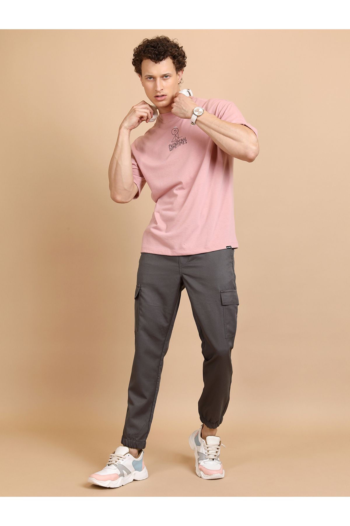 Highlander By Styli-Mid Rise Slim Fit Drawstring Cargo Joggers 2