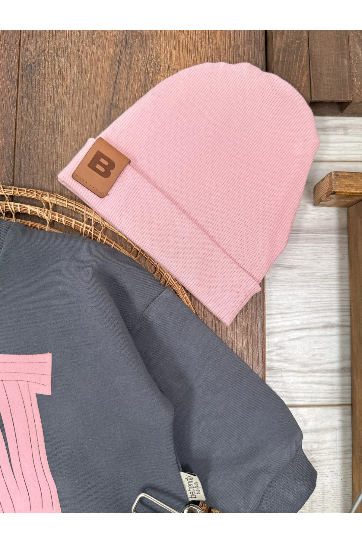 tiwitibaby Hi Kabartma Baskılı Bereli Arma Detaylı Oversize (Geniş Kalıp) Kız Bebek Takım fotoğrafı 3 (önizleme)