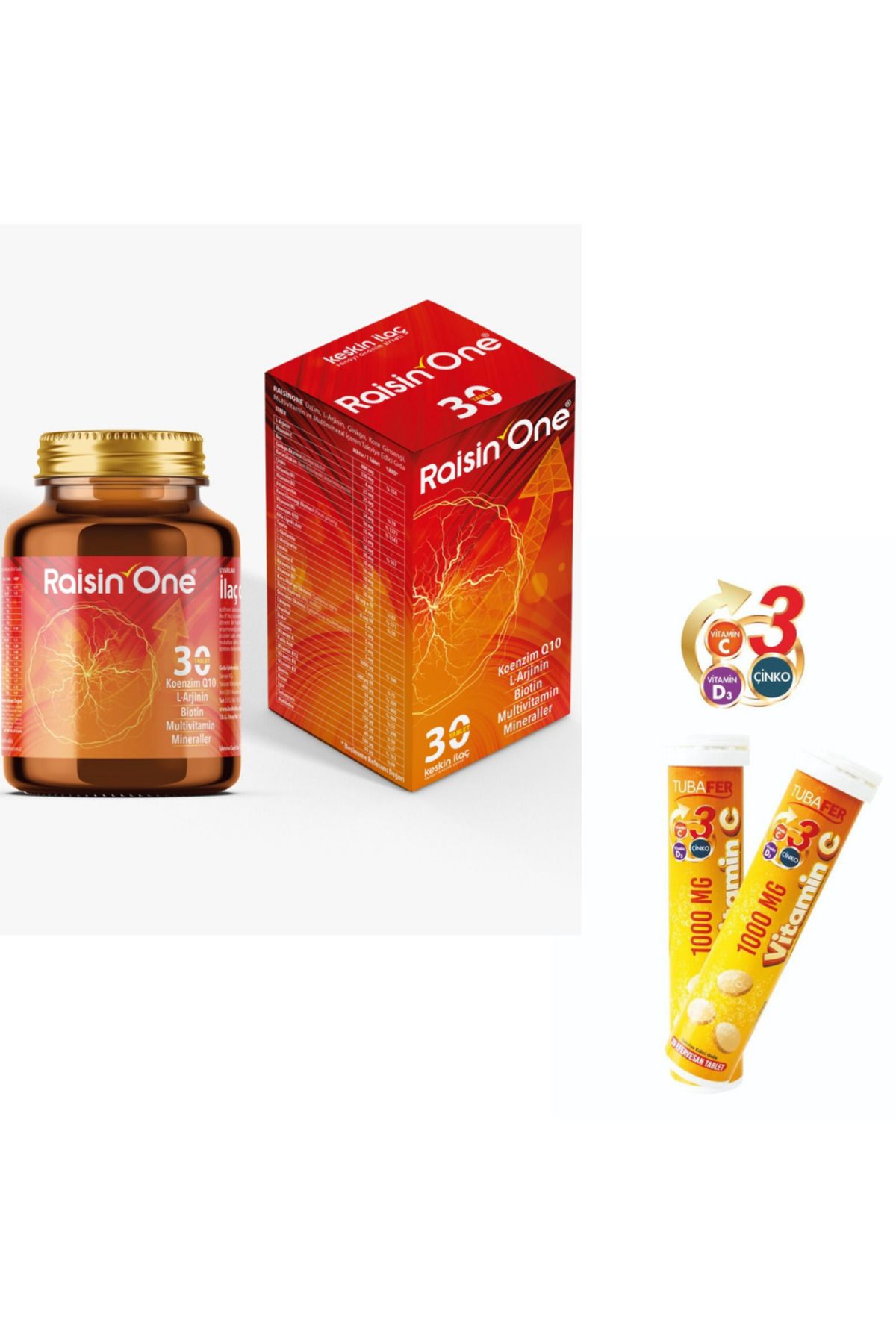 RaisinOne Koenzim Q10- L-Arjinin - Multivitamin ve Mineraller