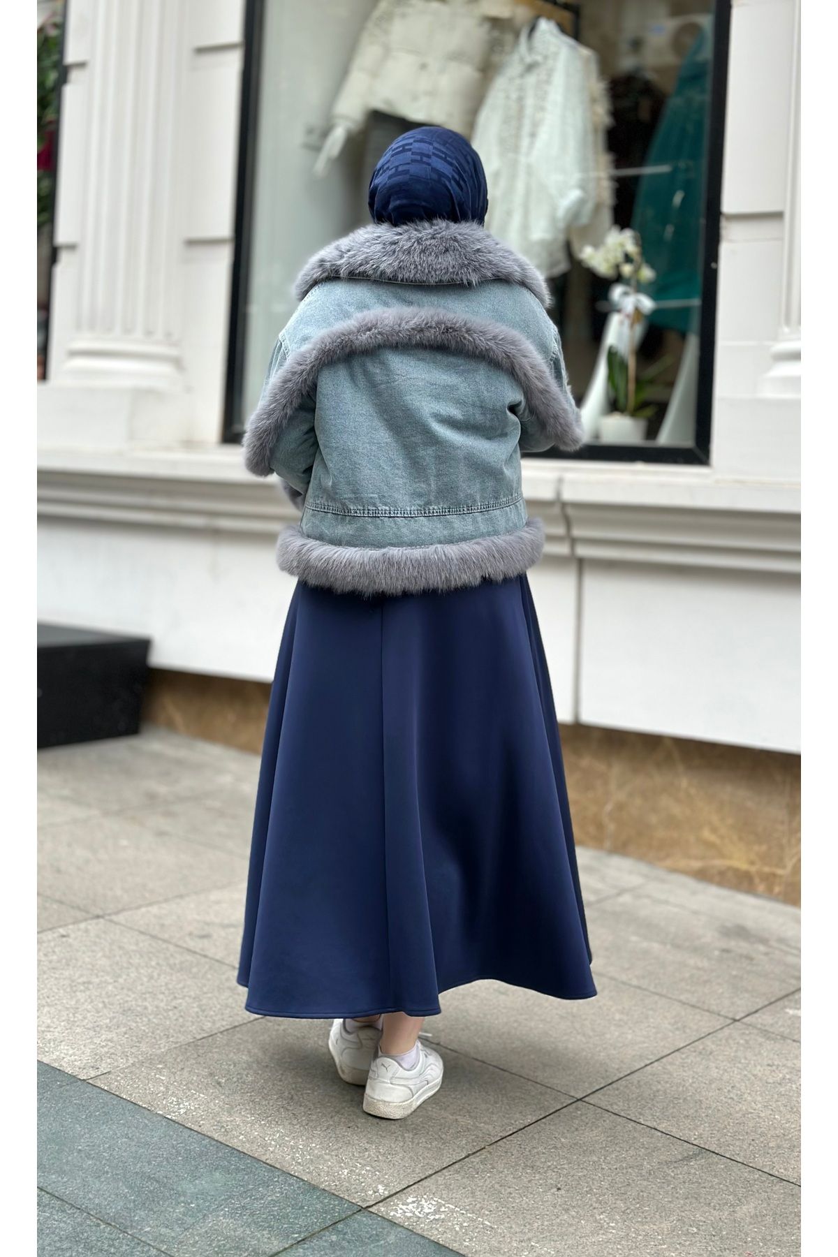 Ranasubaşı-Navy Blue Scuba Skirt 4