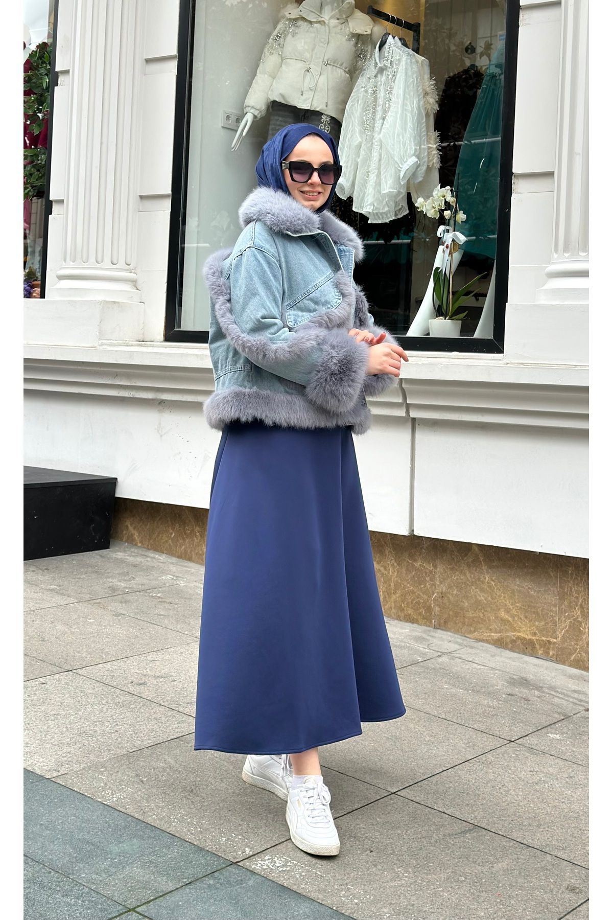 Ranasubaşı-Navy Blue Scuba Skirt 3
