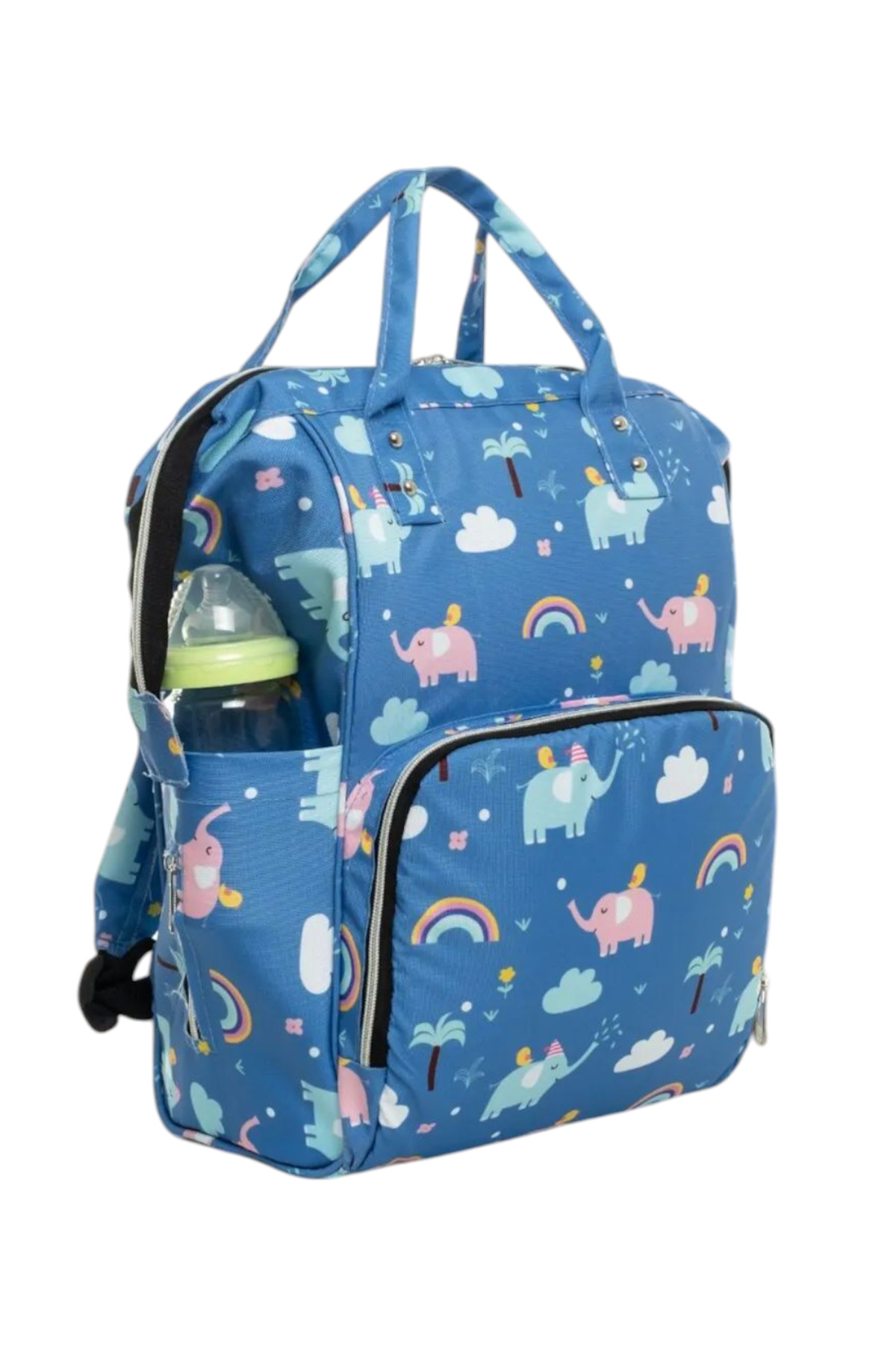 Happy Baby Queen Biberon Termoslu Termal Bölmeli Sıvı Geçirmez Leke tutmaz Fil Desenli Bebek Bakım Çantası fotoğrafı 5 (önizleme)