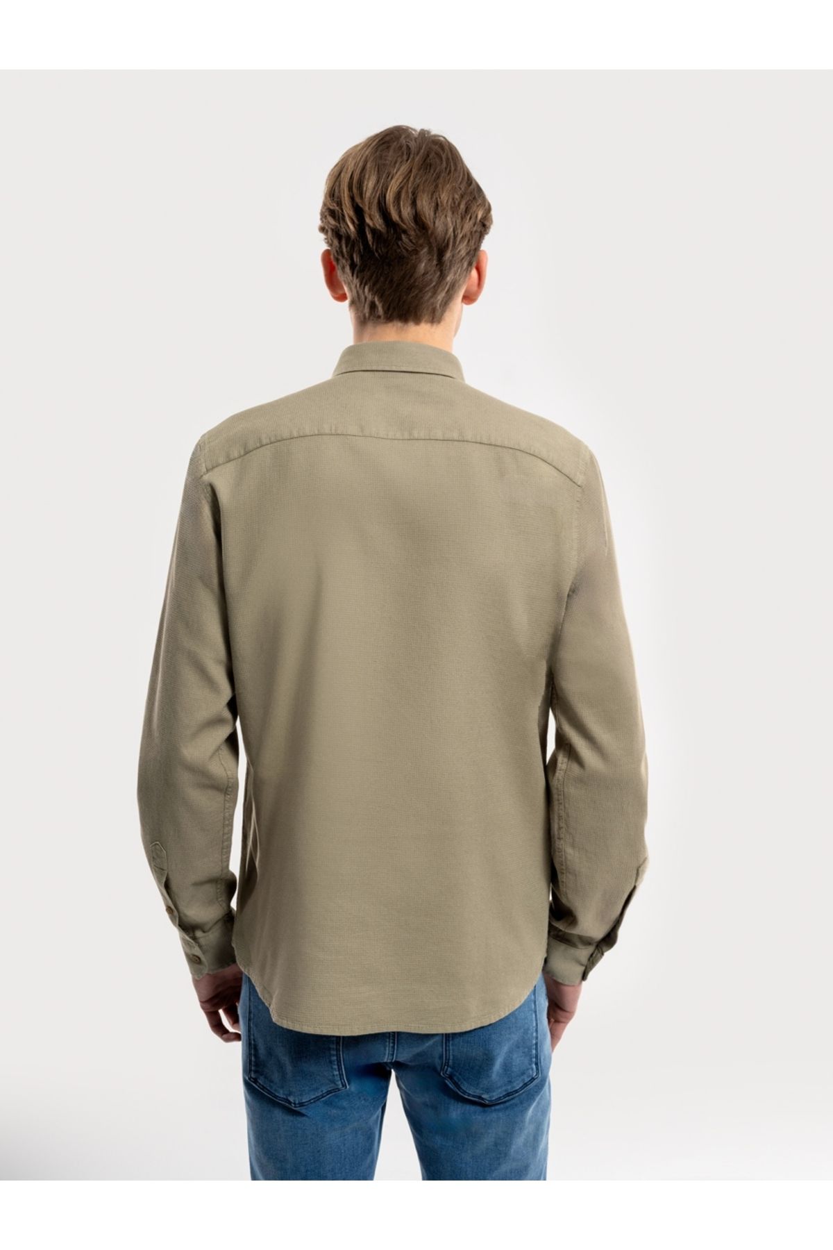 Loft-Men's Light Khaki Long Sleeve Shirt - Lf 2030872 5