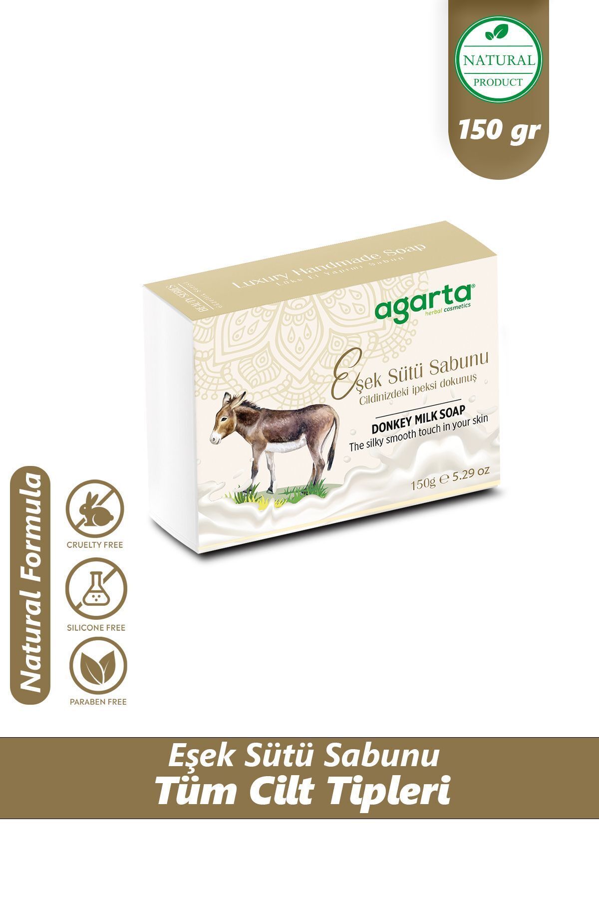 oy gurme Parlak Ve Pürüzsüz Ciltler Için Doğal El Yapımı Eşek Sütü Sabunu 150 gr