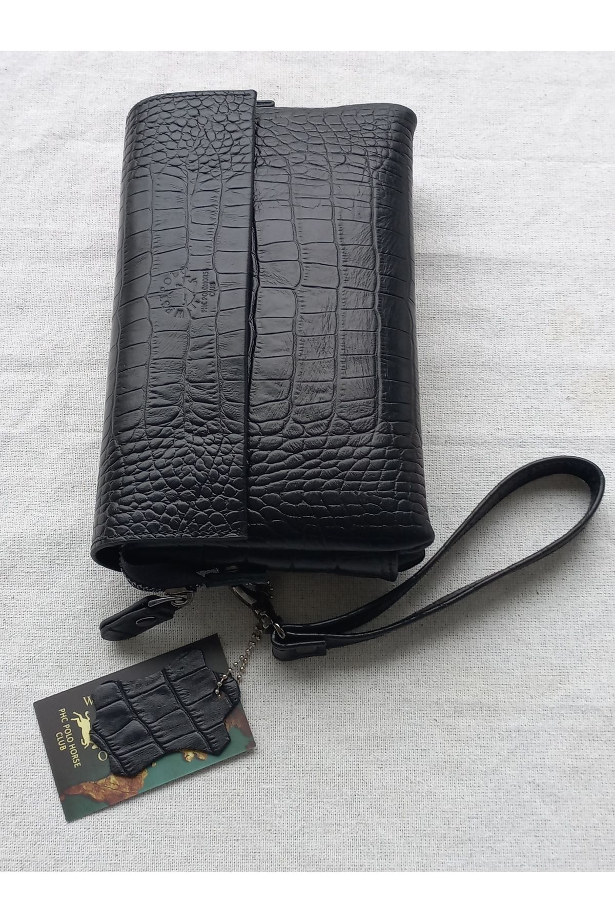 Westpolo-Croco Black Genuine Leather Handbag 1