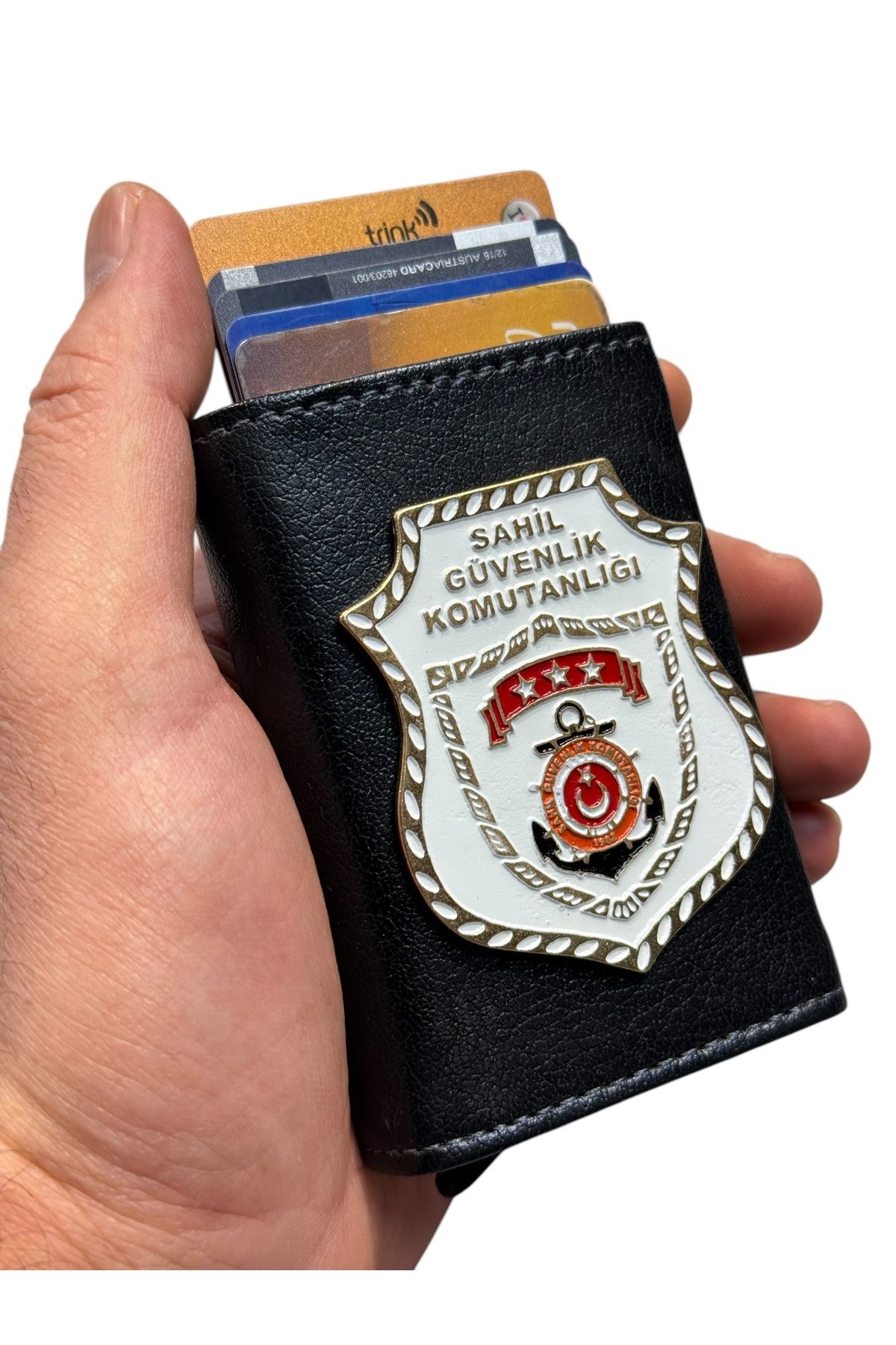 Kuyumcudan-Automatic Card Holder with Coast Guard Badge 1