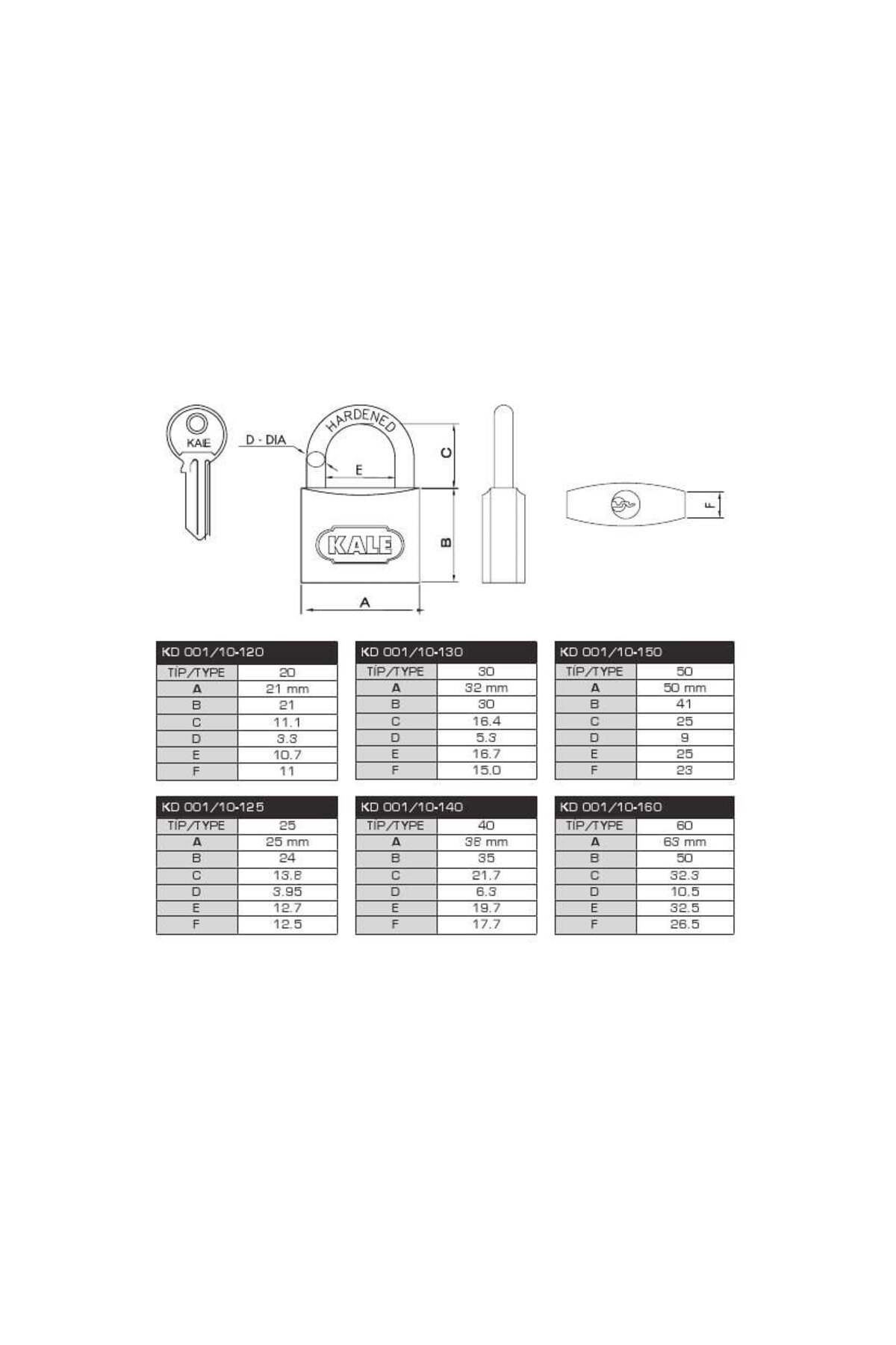 KALE-Gray 38 mm Padlock - Kd-001/10-140 6