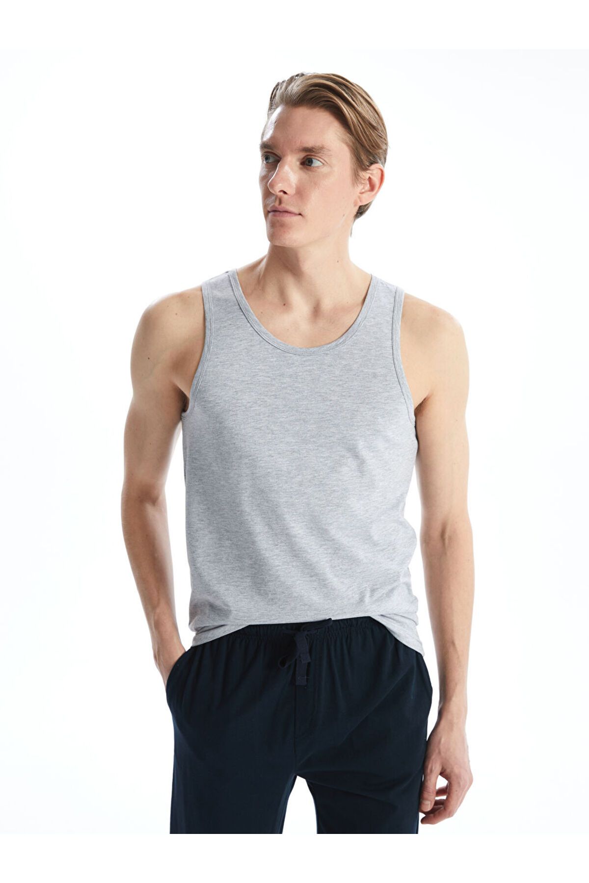 LC Waikiki-Lcw U Collar Combed Cotton Men's Undershirt 2-Piece 4
