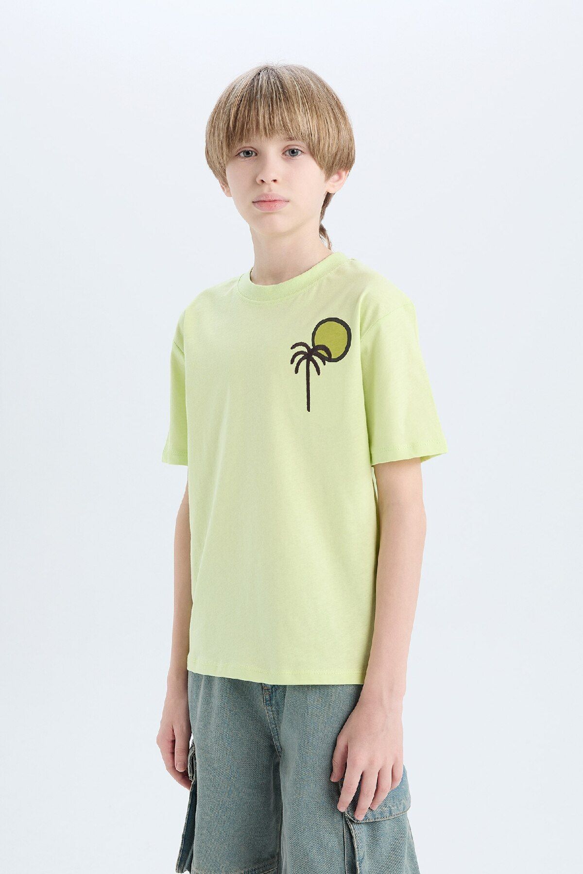 DeFacto-Boy's Crew Neck Back Printed Short Sleeve T-Shirt E0967A825Sm 5