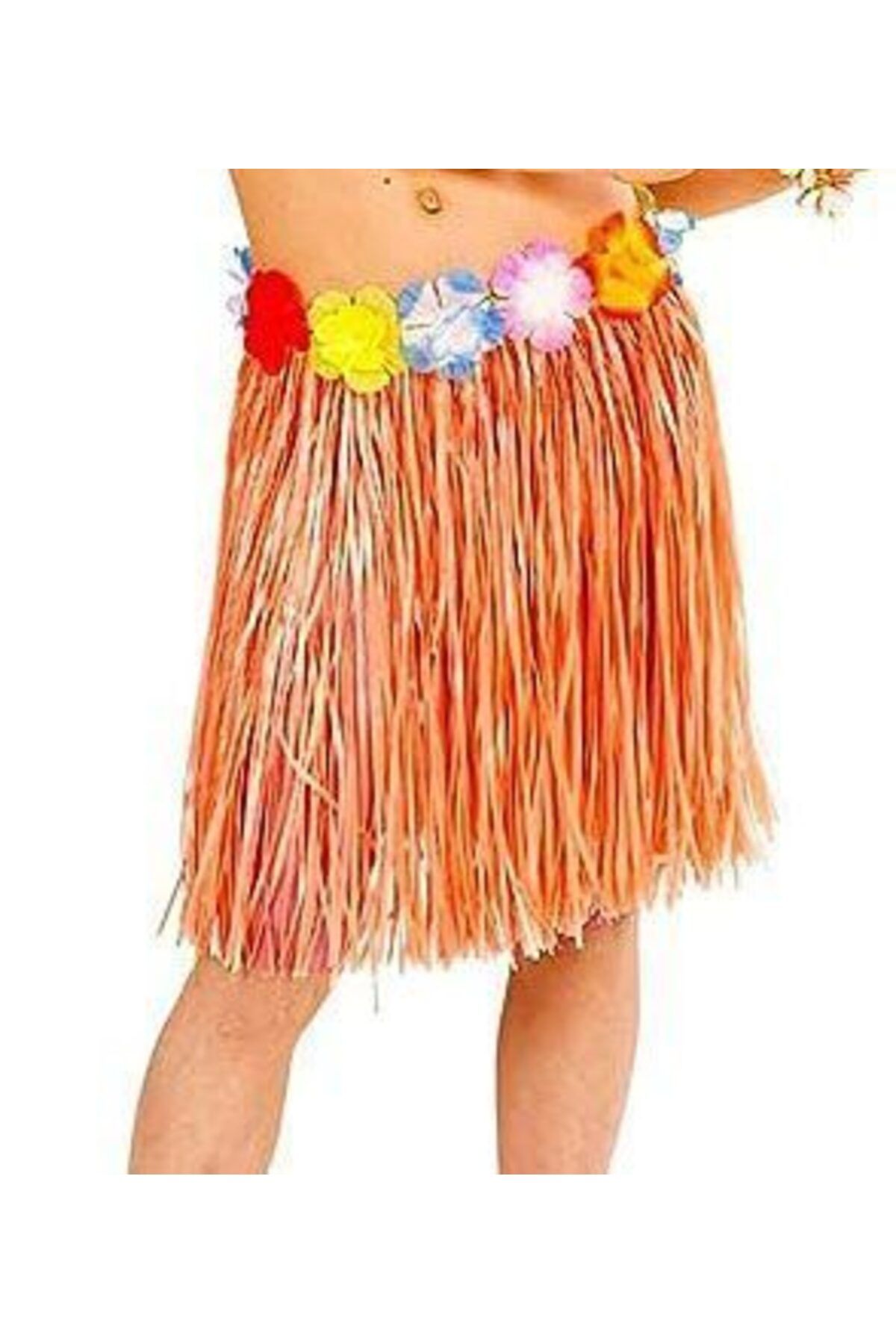 Lisinya Yetişkin ve Çocuk Uyumlu Tcu Renk Püsküllü Hawaii Luau Hula Etek 40 cm