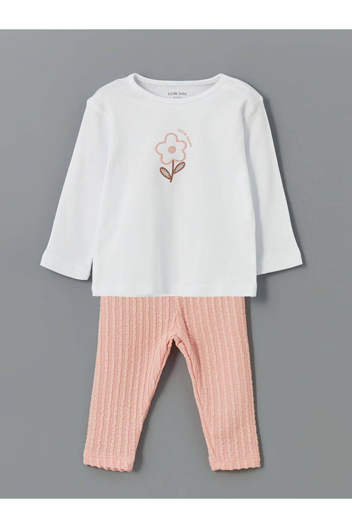 LC Waikiki LCW baby Bisiklet Yaka Kız Bebek Tişört ve Tayt 2'li