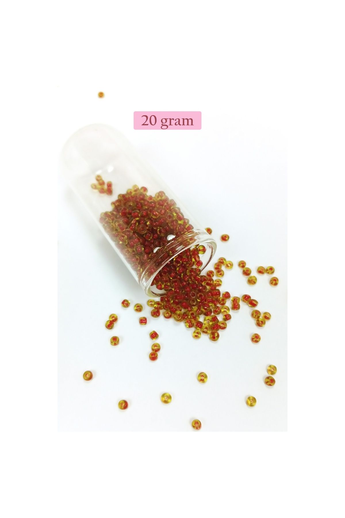 maarketim Dökme Cam Kum Boncuk (8/0) 3 mm - 20 Gram - Şeffaf Açık Kahve
