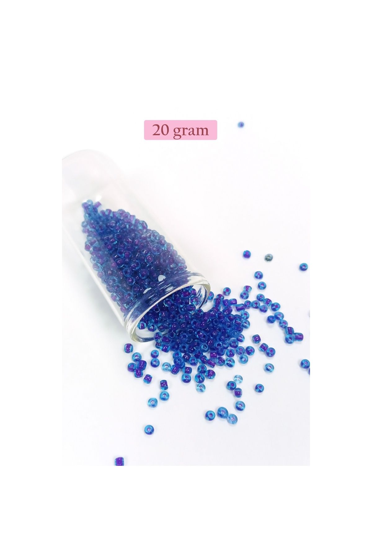maarketim Dökme Cam Kum Boncuk (8/0) 3 mm - 20 Gram - Şeffaf Koyu Mavi