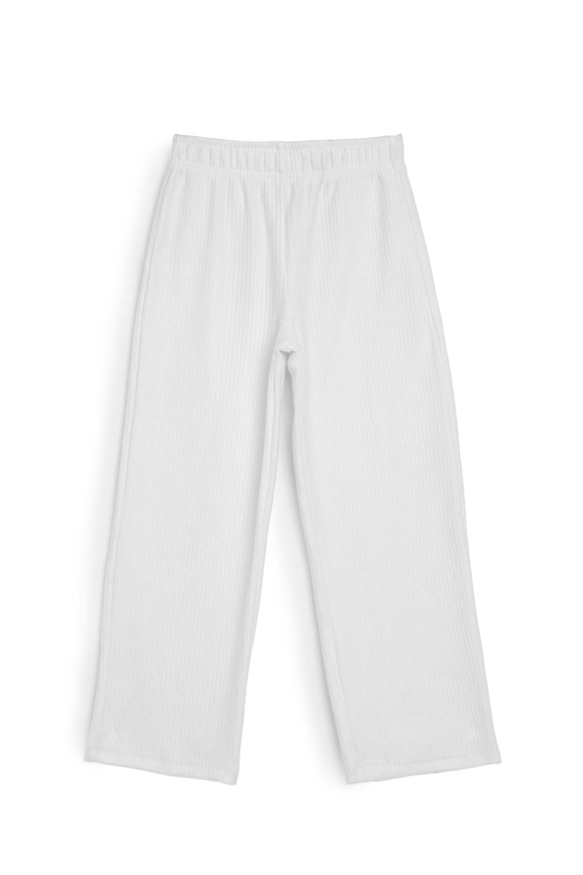 COMEOR-Ecru Girls' Sweatpants with Elastic Waist - Comfortable Wide Leg Thick Fabric 7-8-9-10-11-12-13-14 Years 5