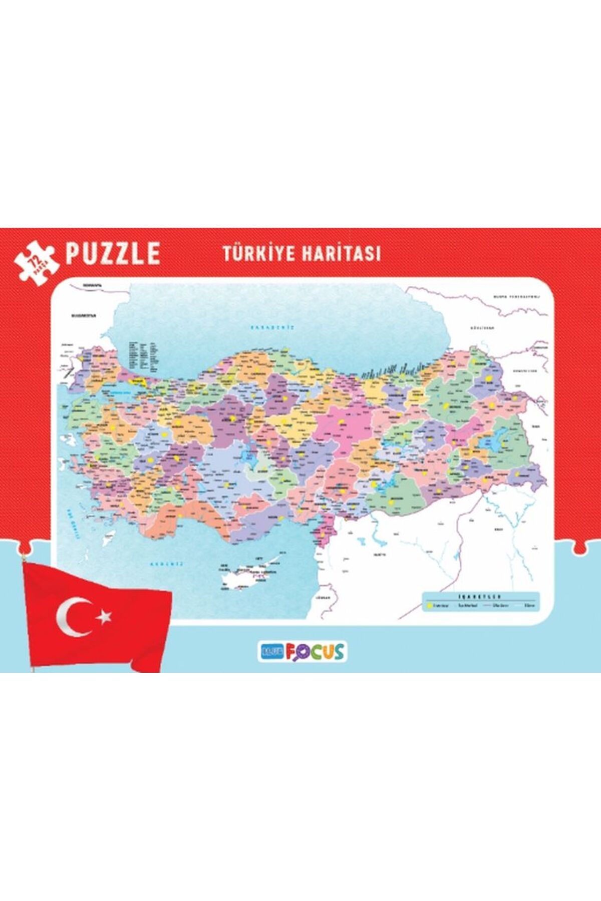 Blue Focus Yayınları Blue Focus Türkiye Haritası - Frame Puzzle Boy 72 Parça