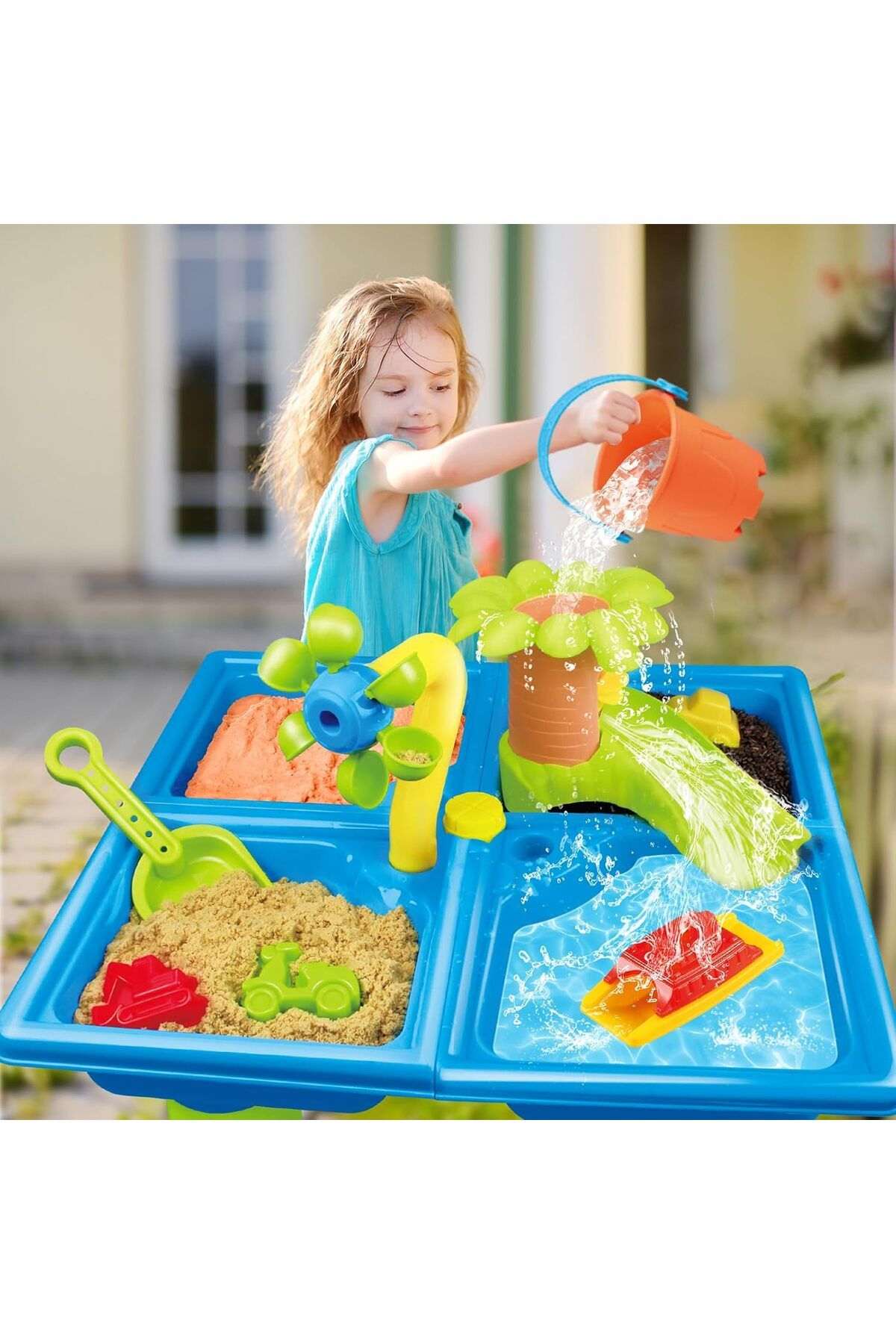 Yelajoy-24 Pc Set,4-in-1 Sand and Water Table Beach Play Activity Table for Toddlers,Hands-On Learning Toy 4