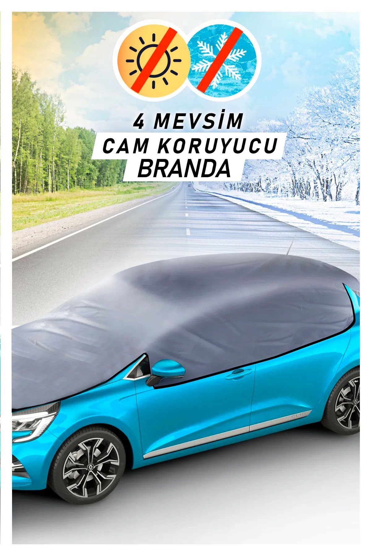 Araba Buz Kar Güneş Koruyucu Yarım Branda Kar Buz Önleyici Oto Ön Yan Arka Cam Koruyucu Örtü