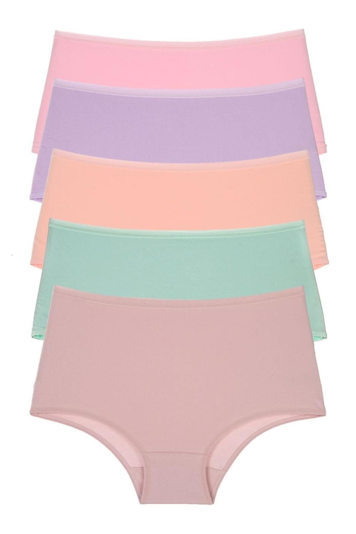 Nicoletta High Waist Cotton Lycra Women's Panties 5 Pack - Salmon