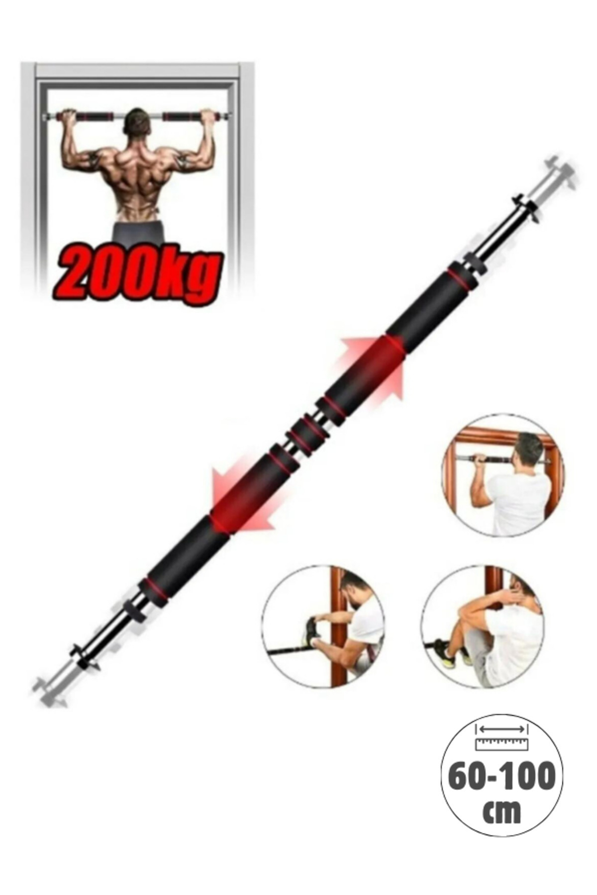 Unichrome Barfiks Çubuğu 60-100 Cm Çift Uzun Süngerli Ayarlanabilir Barfiks Çekme Demiri Barfiks Aleti