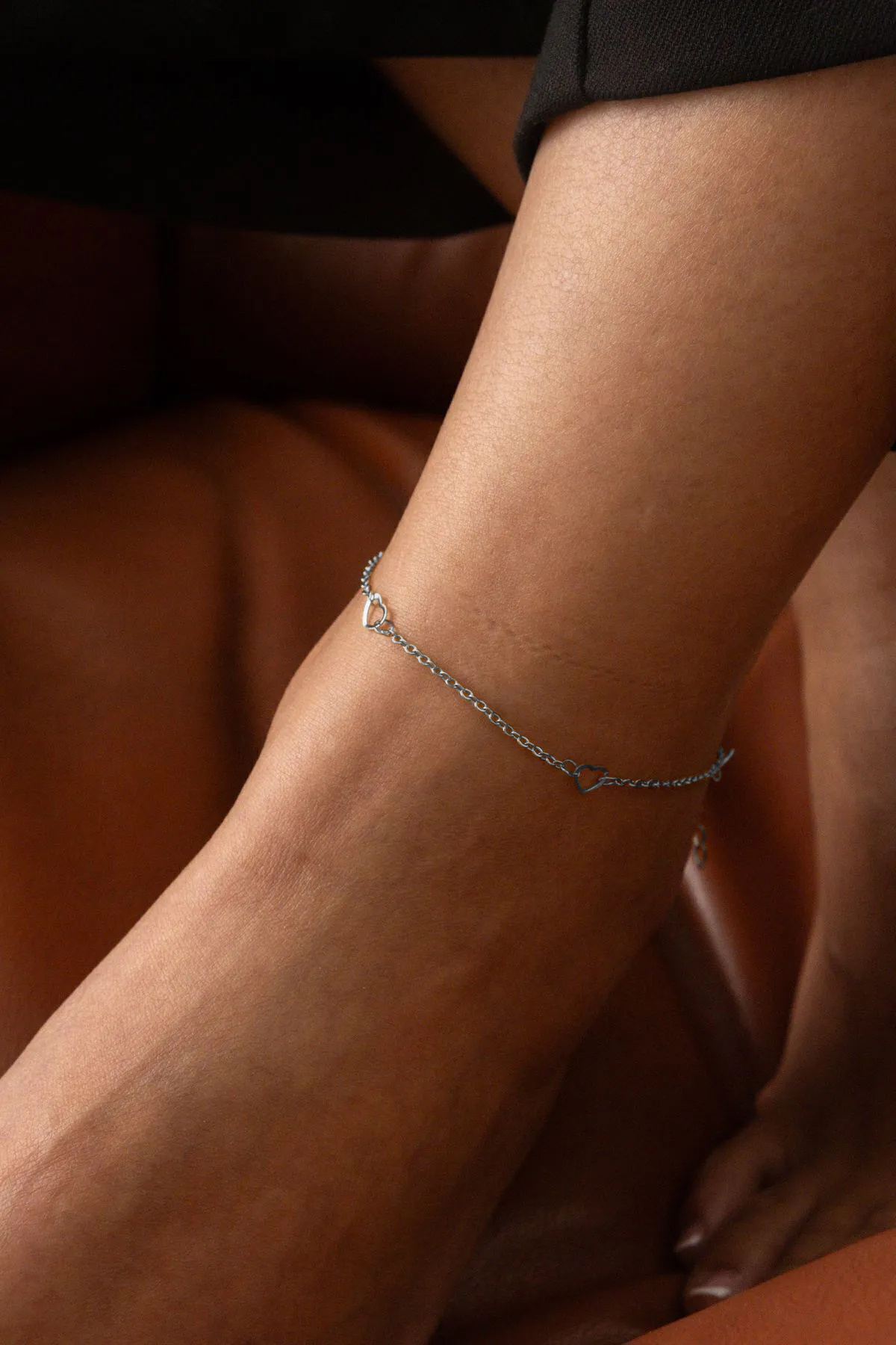 ByFlorya Jewelry Çelik Kalp Halhal İnce Kalp Zincir Halhal Denizde Yazın Günlük Kullanıma Uygun Kararmaz 1mm 22cm 4cm