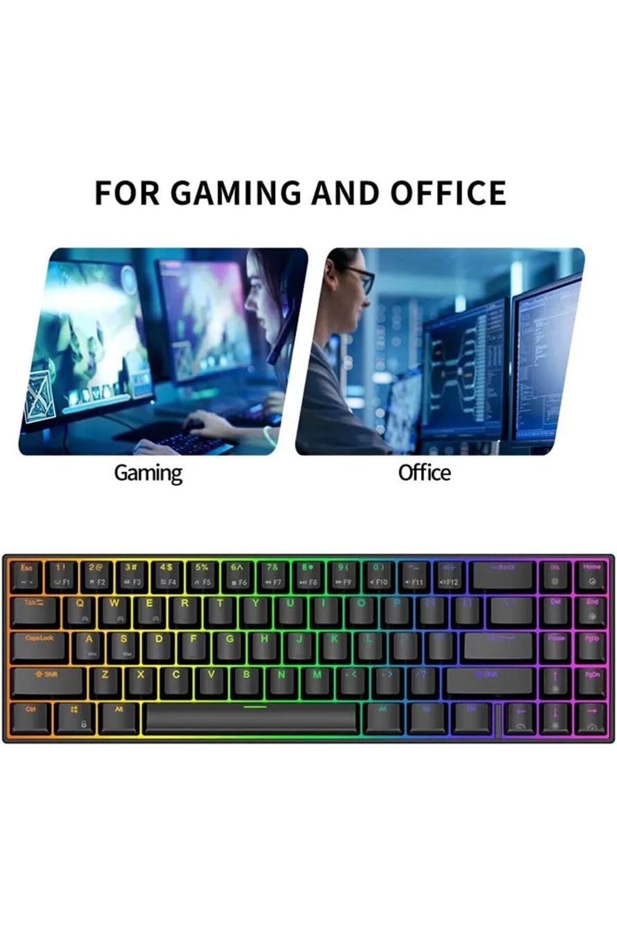 COOYA-RK836 Gaming Keyboard, 71-Key USB Wired Mechanical Keyboard for PC 4