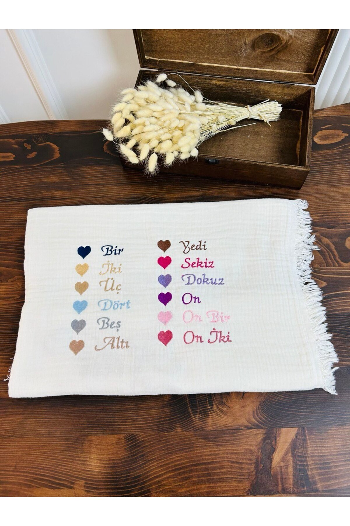 KARSU TASARIM Müslin Fırfırlı Puset Örtüsü Isimli Nakış Işleme %100 Pamuk fotoğrafı 3 (önizleme)