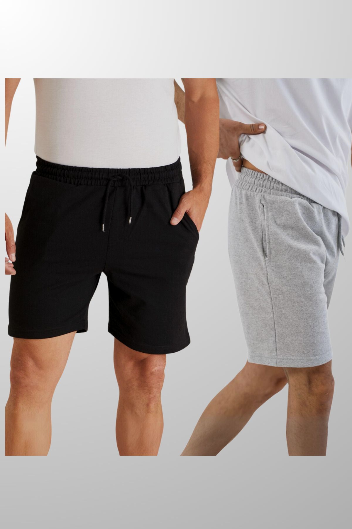 NAKRUF Pantaloni Scurți Obișnuiți, În 2 Piese, Negru-gri, Pentru Bărbați Masculin - XL