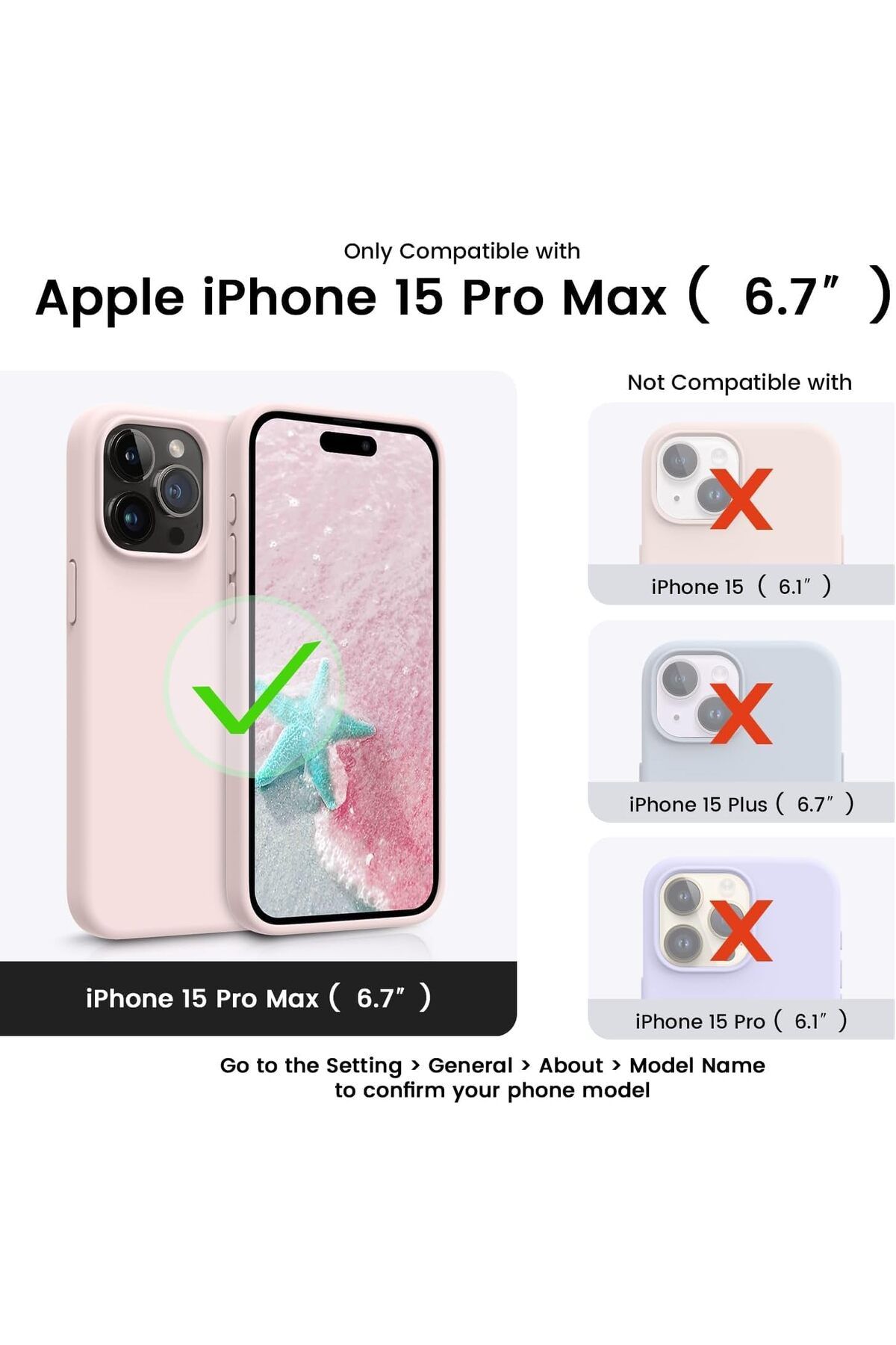 AWH-iPhone 15 Pro Max Case – Slim, Shockproof Silicone Cover in Chalk Pink (6.7”) 6