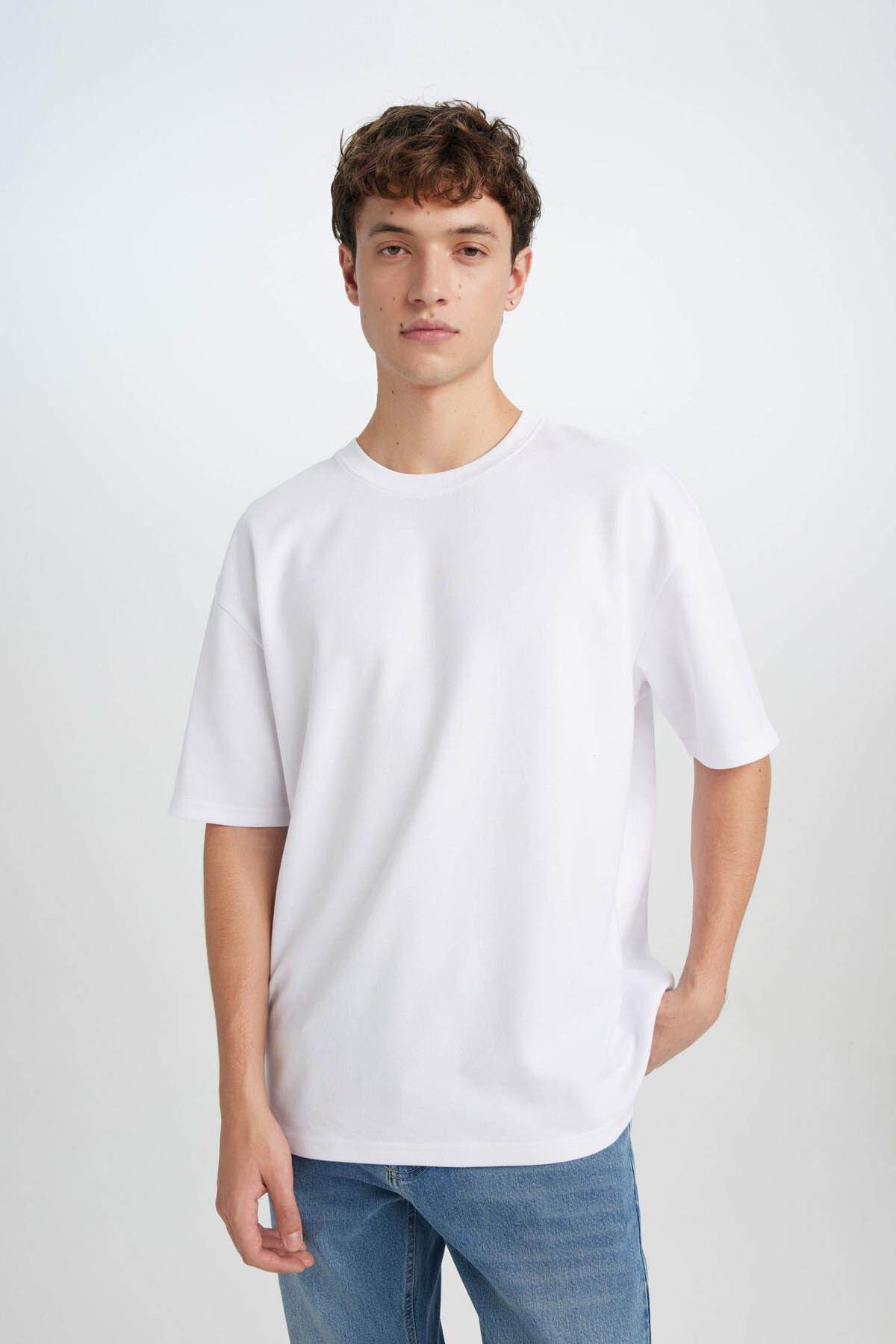 DeFacto-Tricou alb pentru bărbați X3926AZ/WT34 3