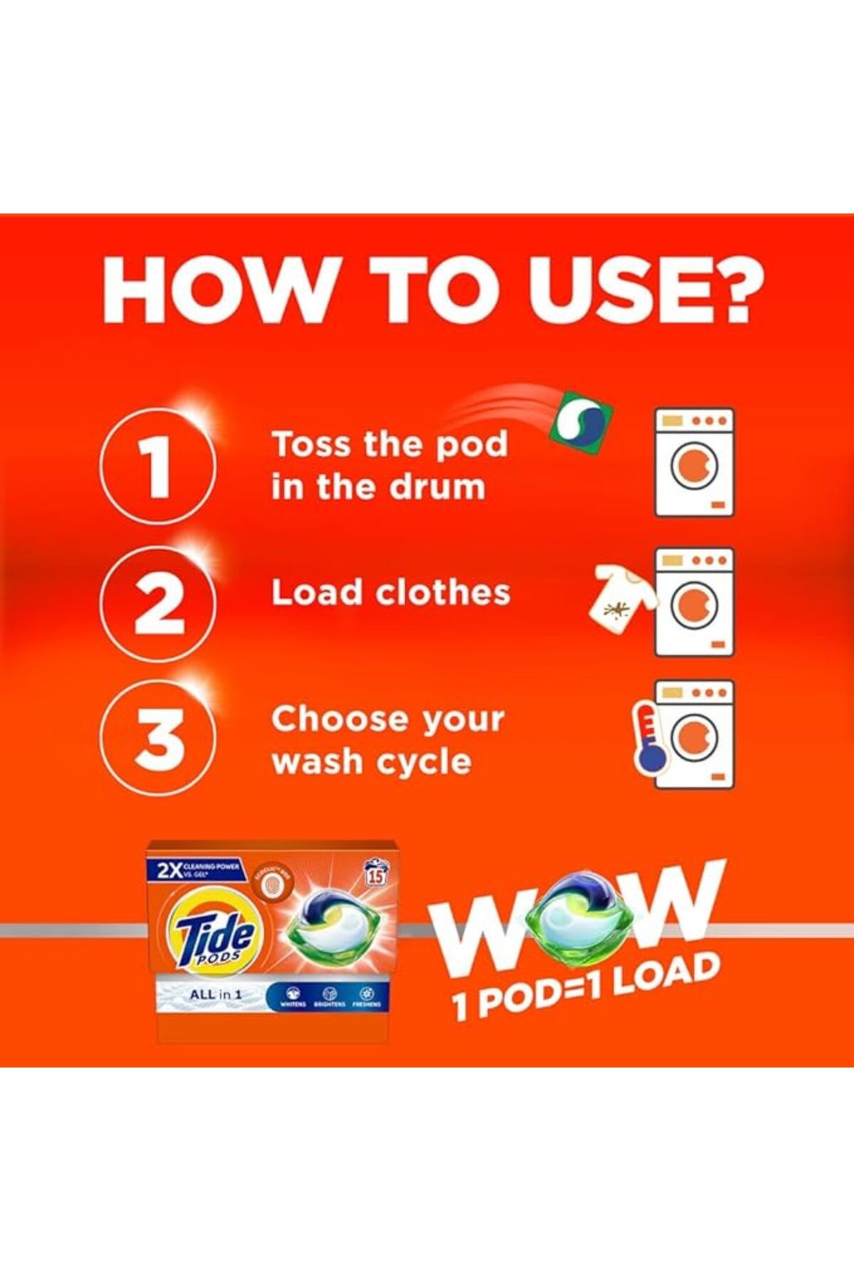 Tide-Original All-in-1 Pods, 15 Count Laundry Detergent Pods (Pack of 4), 60 pods 5