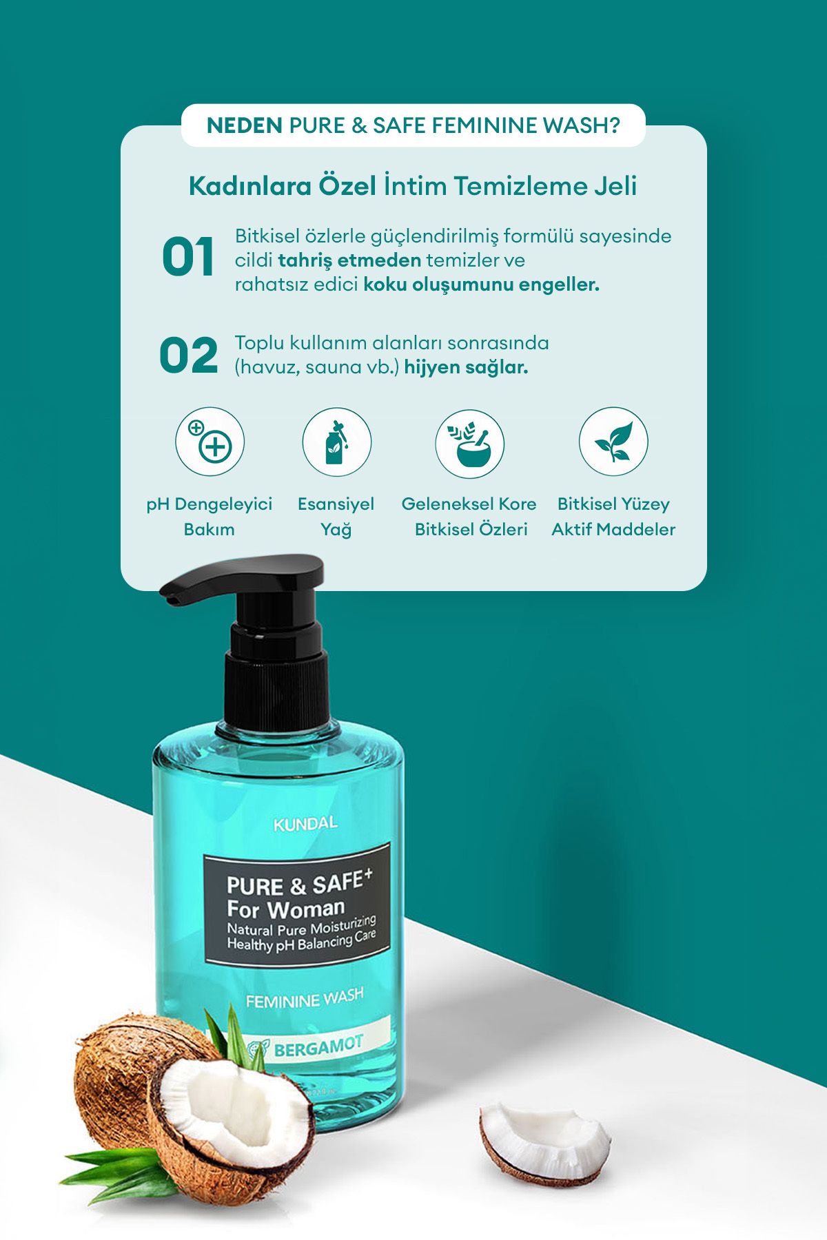 Kundal-Kundal Feminine Cleanser - 300ml Bergamot Intim Cleansing Gel for Women 2