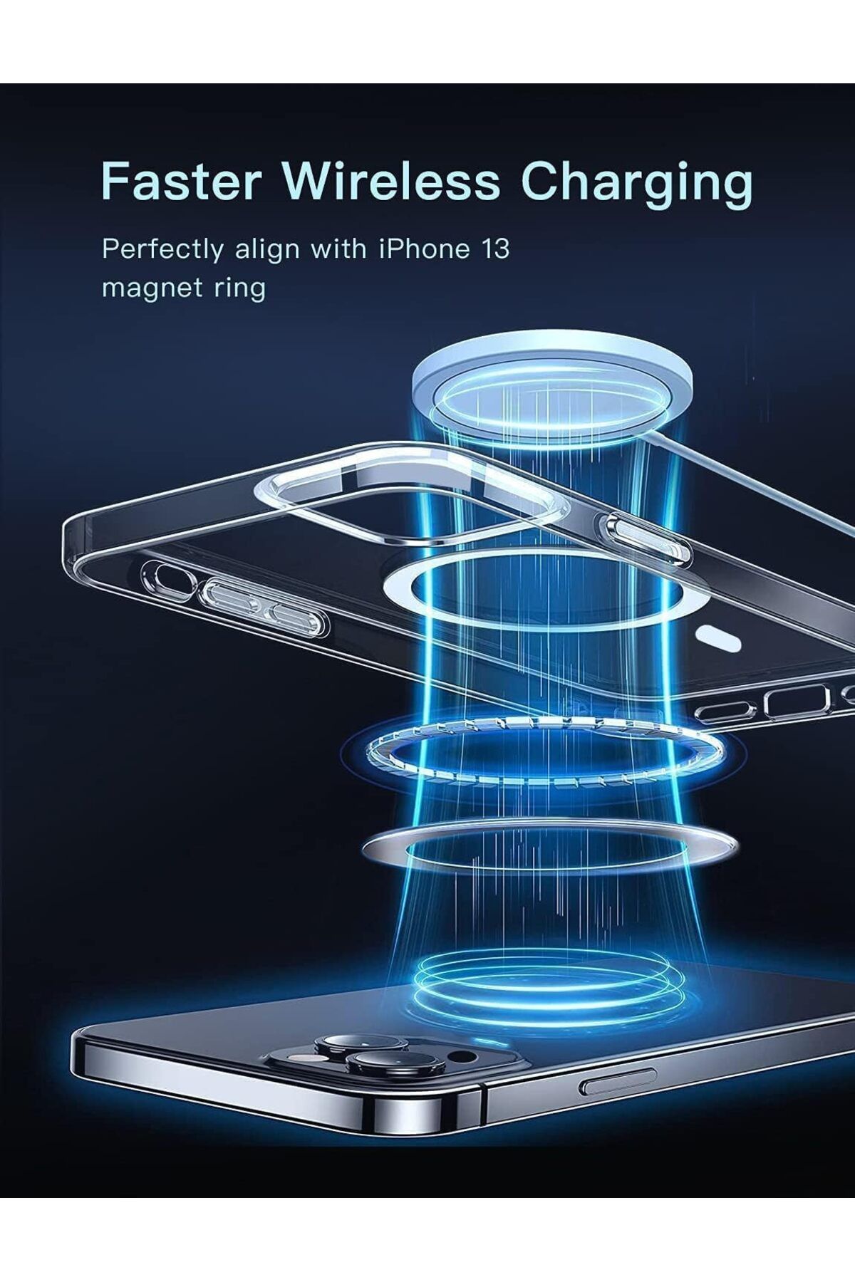 AWH-جراب مغناطيسي لهاتف iPhone 13 Pro Max (6.7 بوصة) - شفاف من مادة TPU، مقاوم للصدمات، مضاد للخدش، ممتص للصدمات من الكريستال. 4