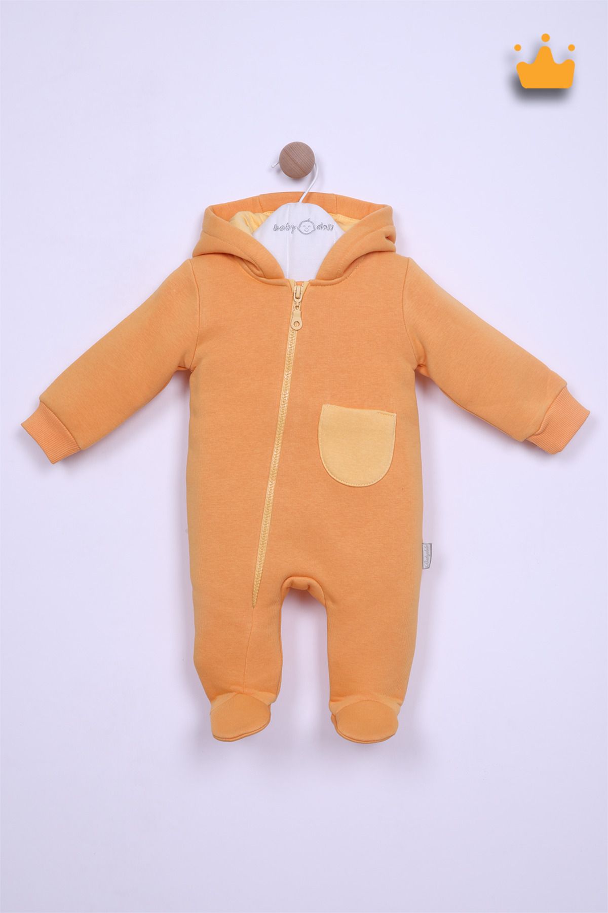 Babydola-بذلة شتوية بغطاء للرأس للفتيات والأولاد بعمر 0-3 سنوات مع جيب وسحاب جانبي وشريط 13530 8