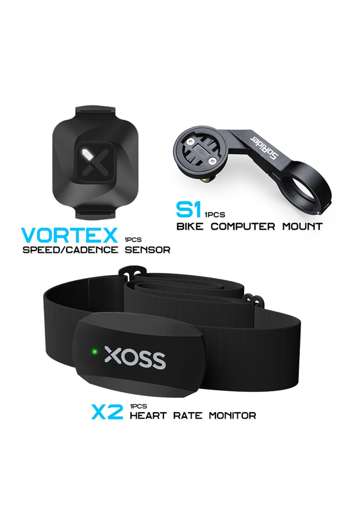 XOSS-X2 VORTEX S1 XOSS Vortex Speed Cadence Sensor X2 Heart Rate Monitor S1 Bike Computer GPS Mount For G 1