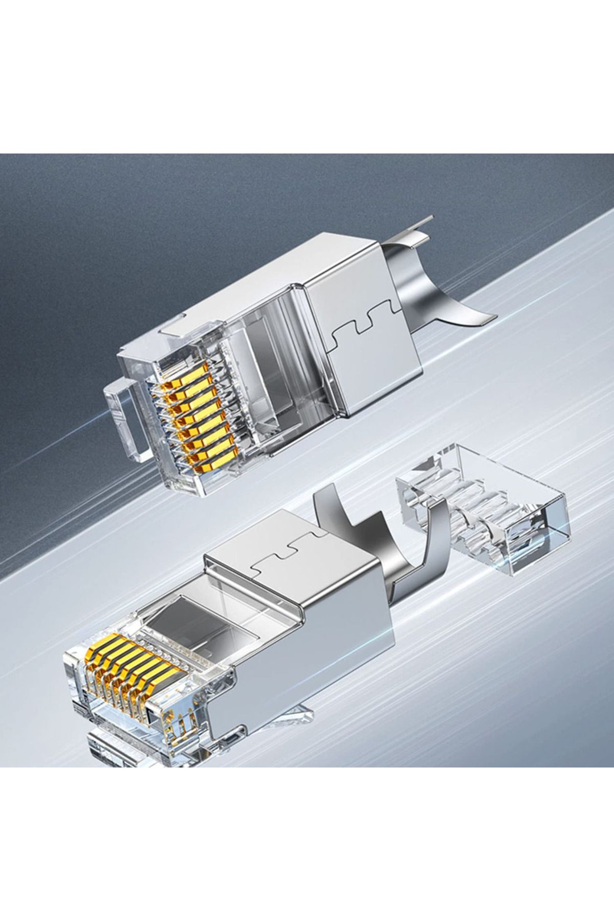 Ninth World-100 قطعة 10/50/100 قطعة موصل RJ45 Cat6a Cat7 موصل RJ45 محمي بموصلات شبكة FTP 8P8C 3