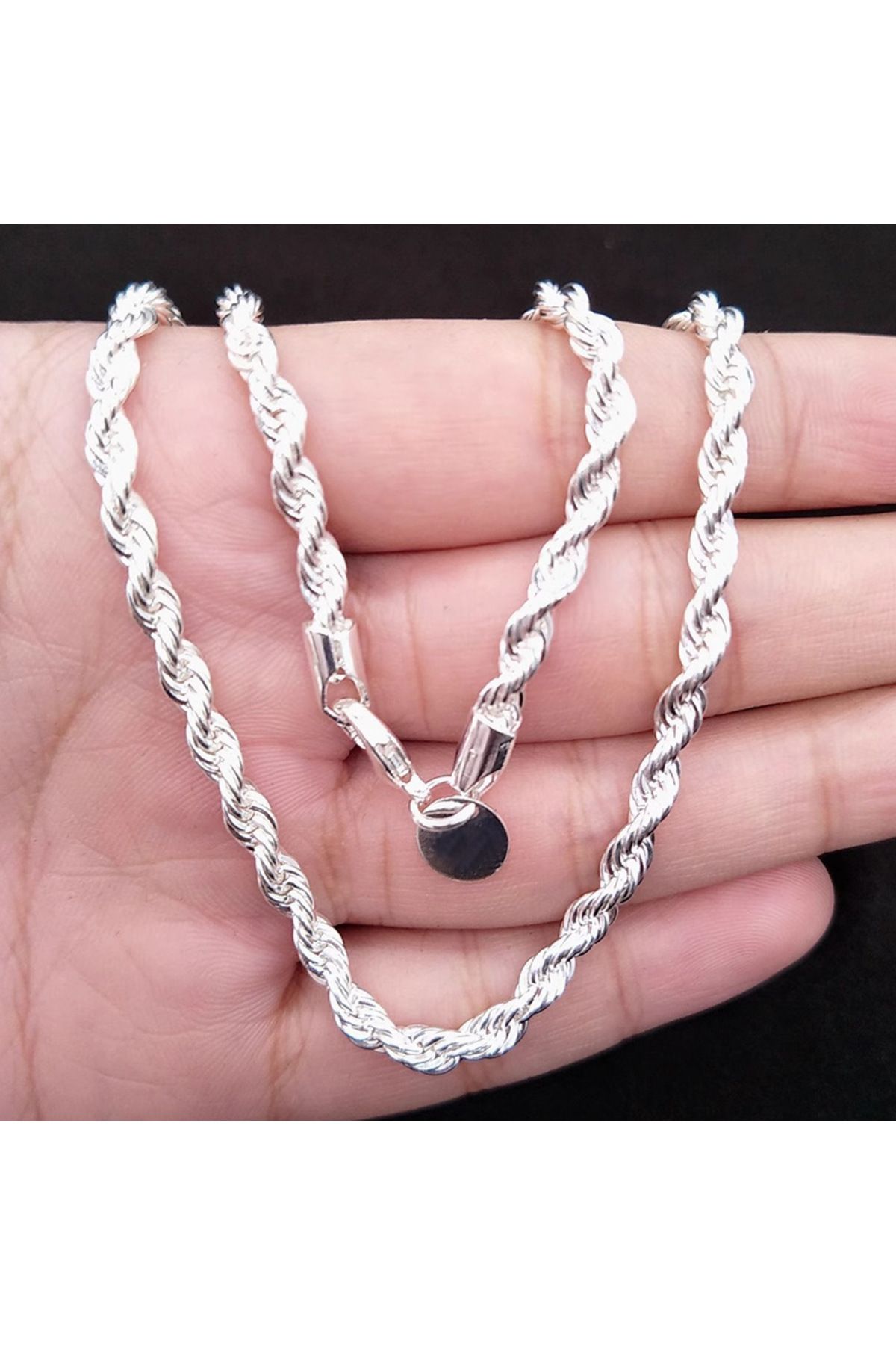 Choice-40cm and 20cm 4mm fashionable Fried Dough Twists necklace jewelry men's and women's necklace bracele 5