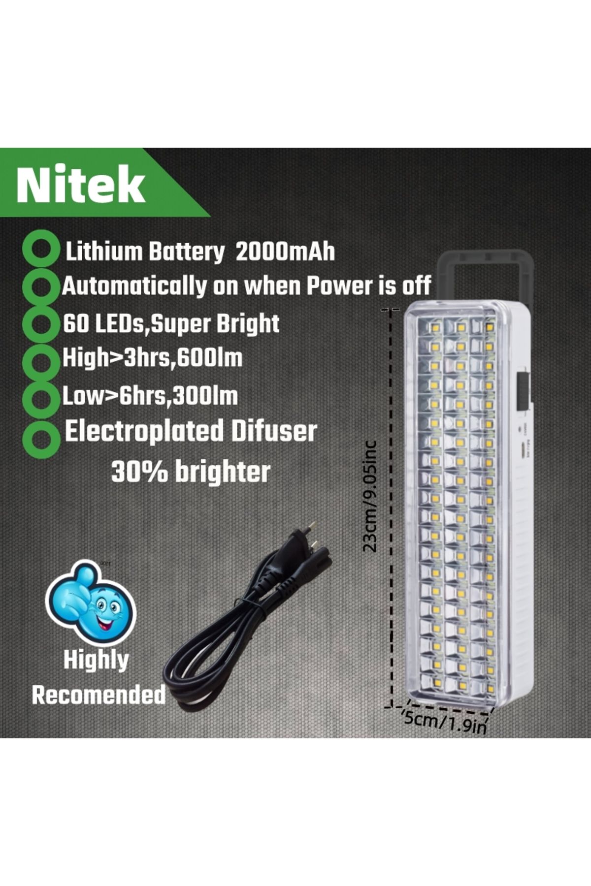 Choice-رقاقة LED - مصباح طوارئ LED أبيض محمول مثبت على الحائط قابل لإعادة الشحن، فانوس عمل أوتوماتيكي B 1