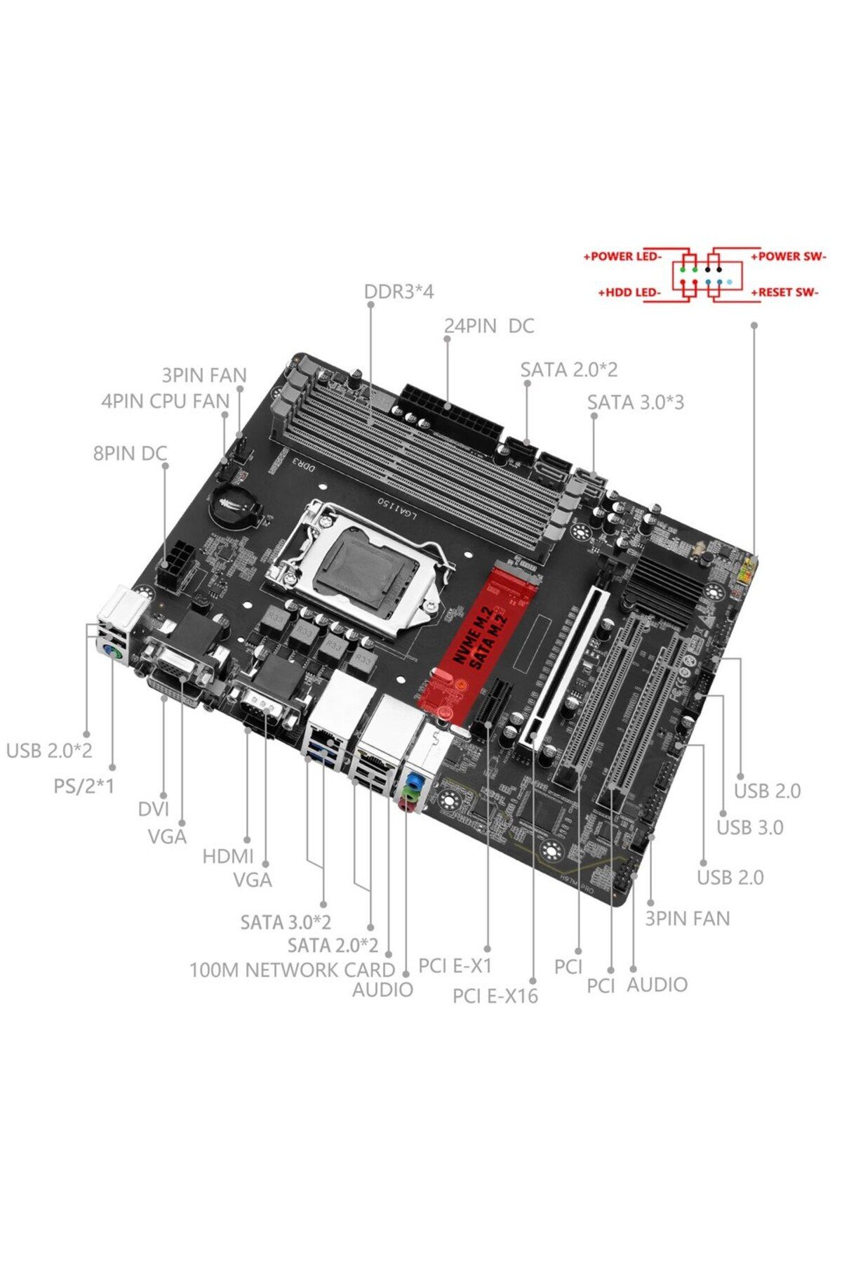 Choice-اللوحات الأم Machinist H97m Pro Lga 1150 اللوحة الأم M-atx دعم DDR3 RAM Intel Core I3 I5 I7 E3 C 6