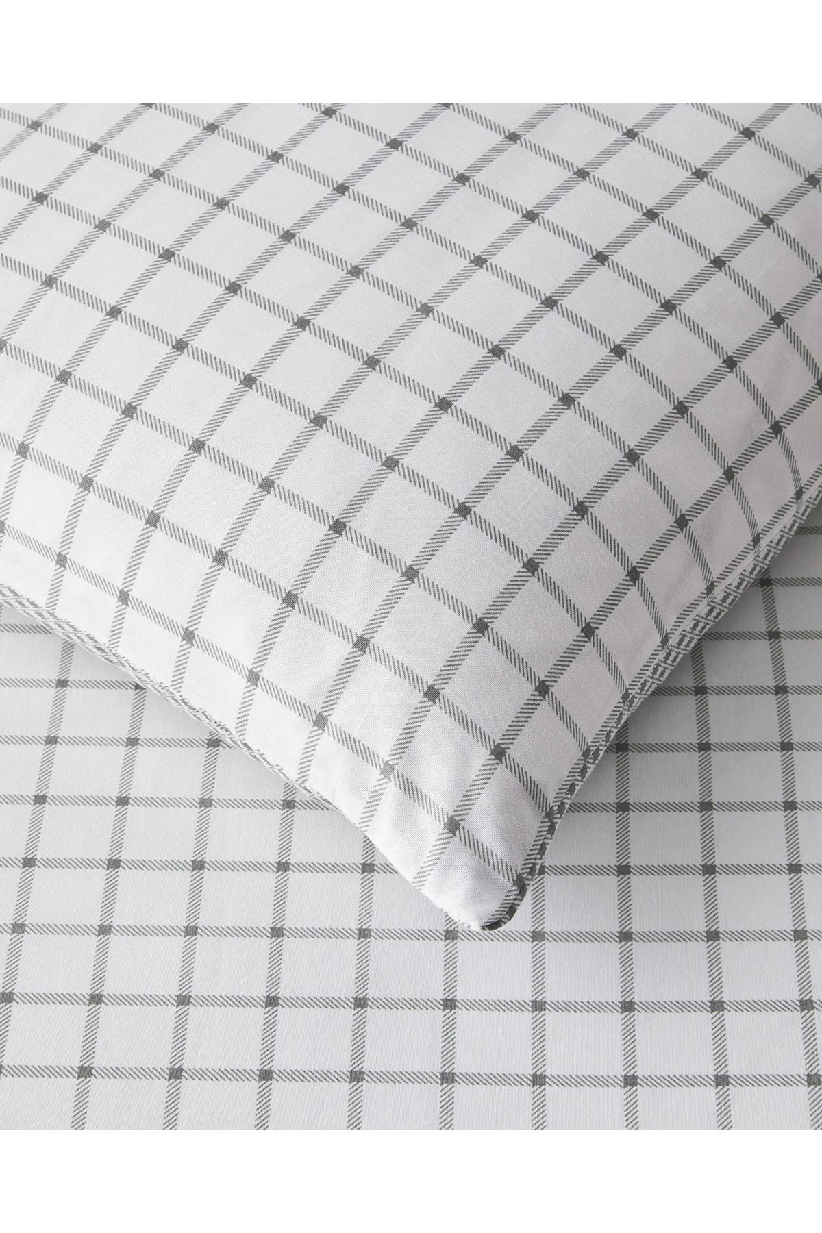 English Home-Simple Checks Easy-Iron Double Duvet Cover Set 200X220 cm Gray 5