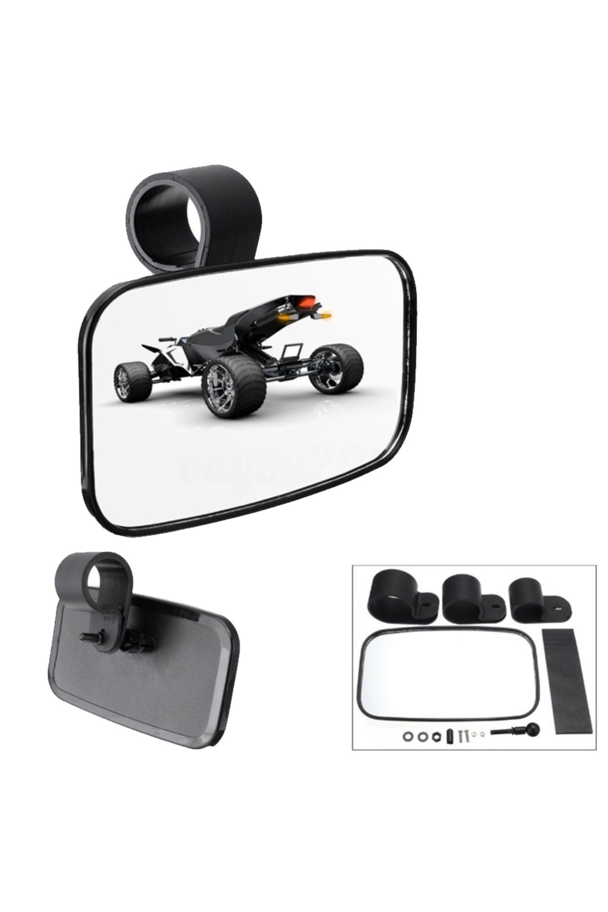 Choice-One PCS 1.5/1.75/2 Inch Black Rear View Mirror For ATV UTV Offroad 4