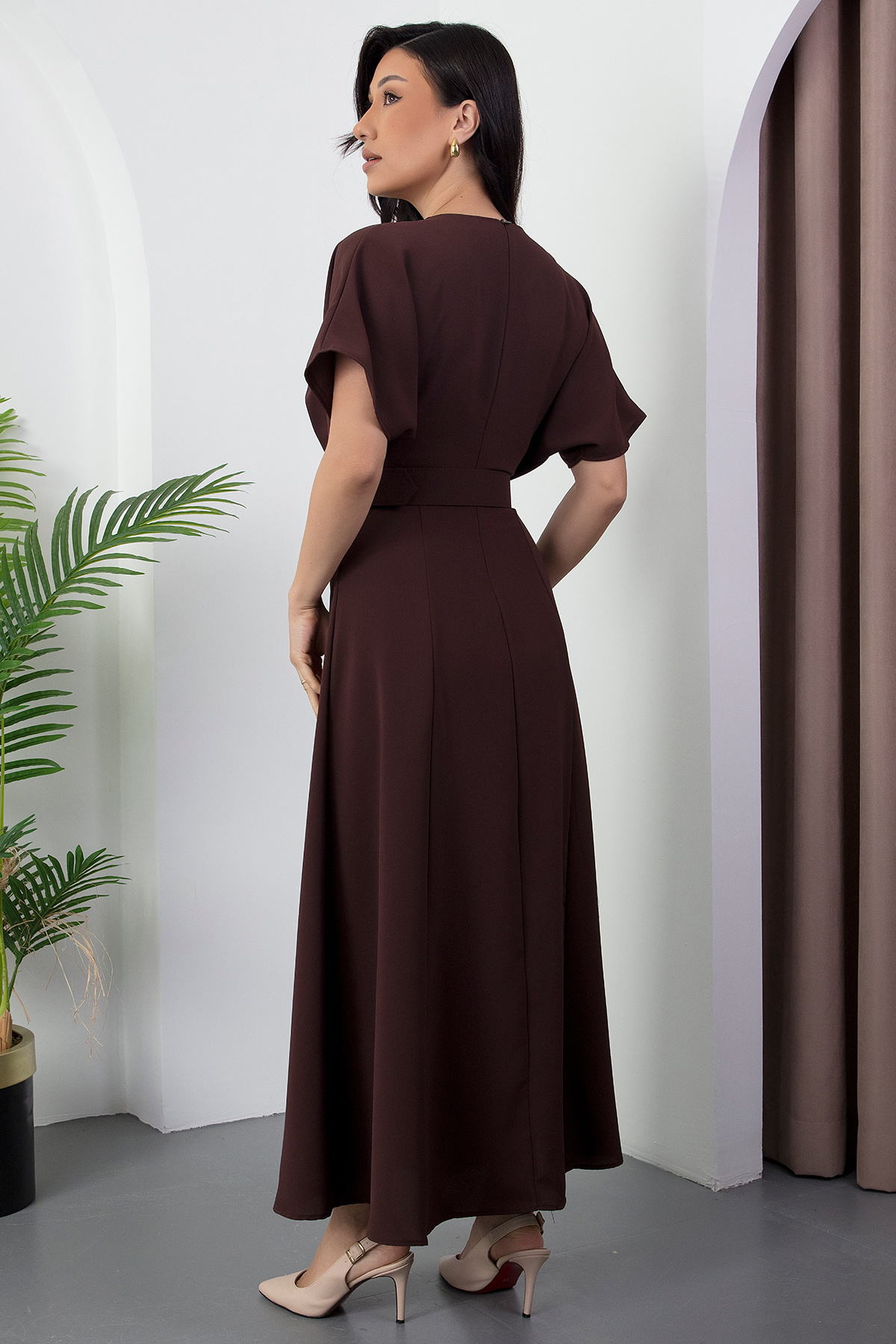 PULLIMM-فستان بحزام وأكمام واسعة وياقة دائرية DKS1055 8
