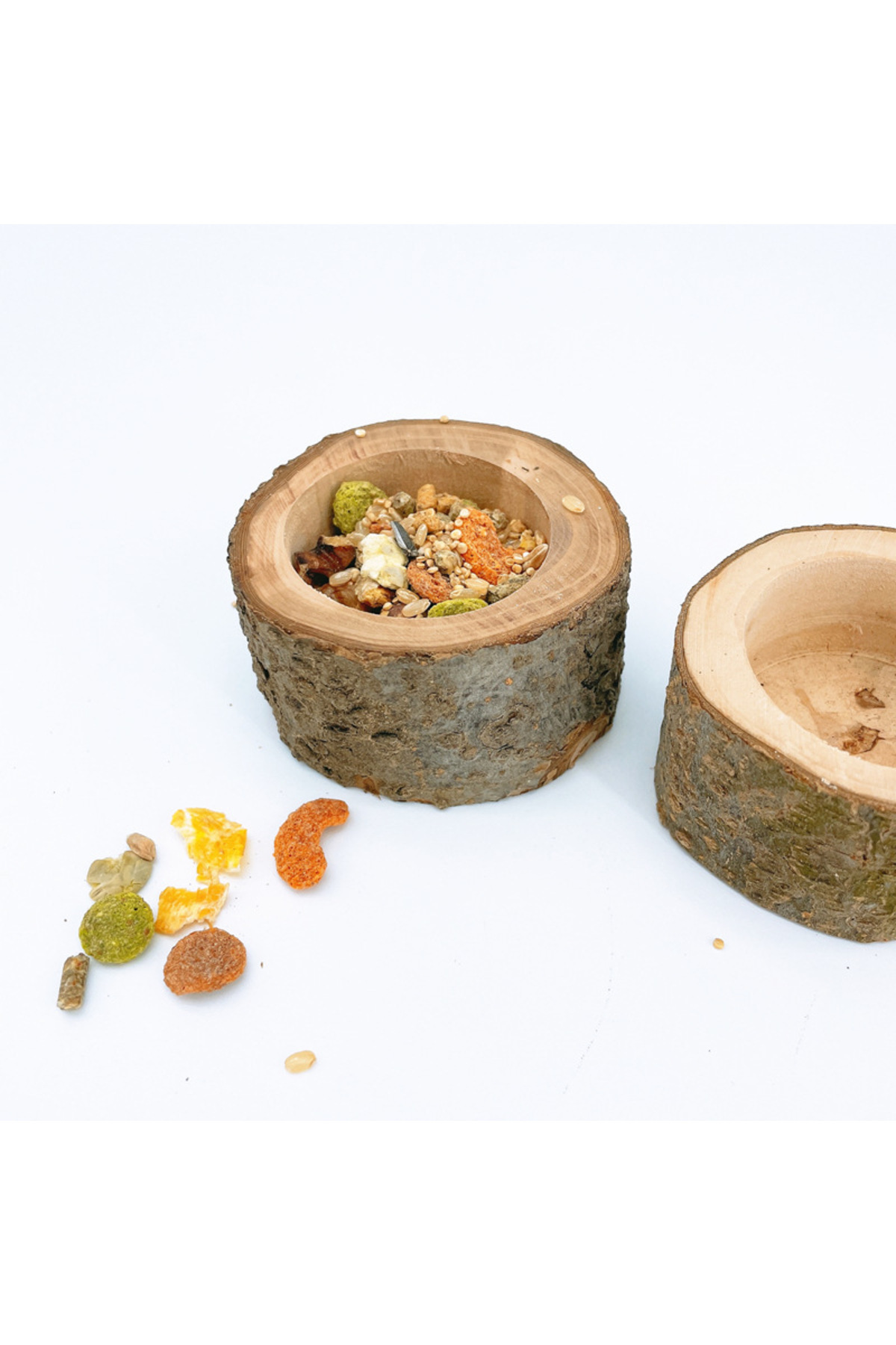 Choice-8x8x4cm Wood Pet Hamster Fruit Wood Food Bowl Hamster Golden Bear Squirrel Food Bowl Log Gnawing Toy 1