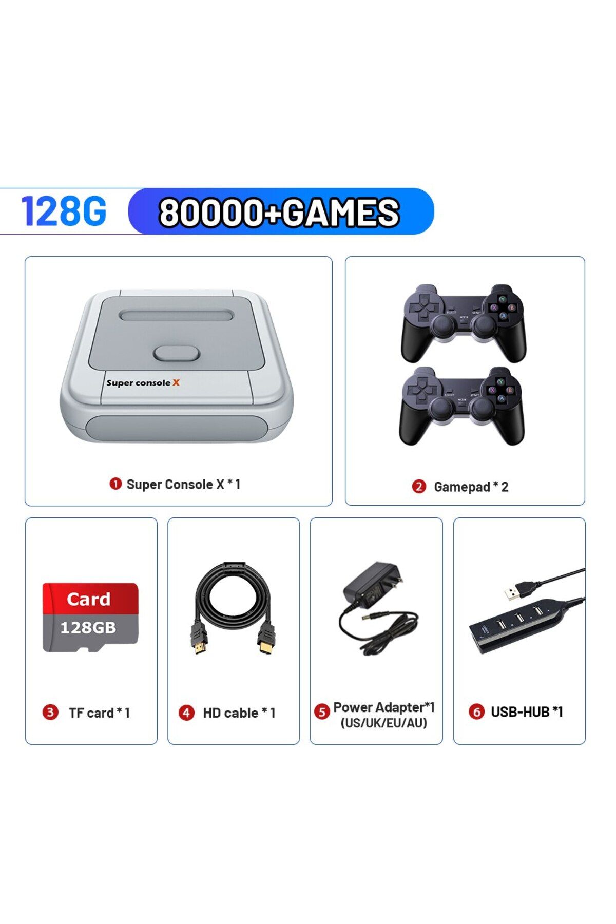 Choice-128g US KINHANK Game Box Super Console X Retro Video Game Console Support 90000 Games 50 Emulators f 1
