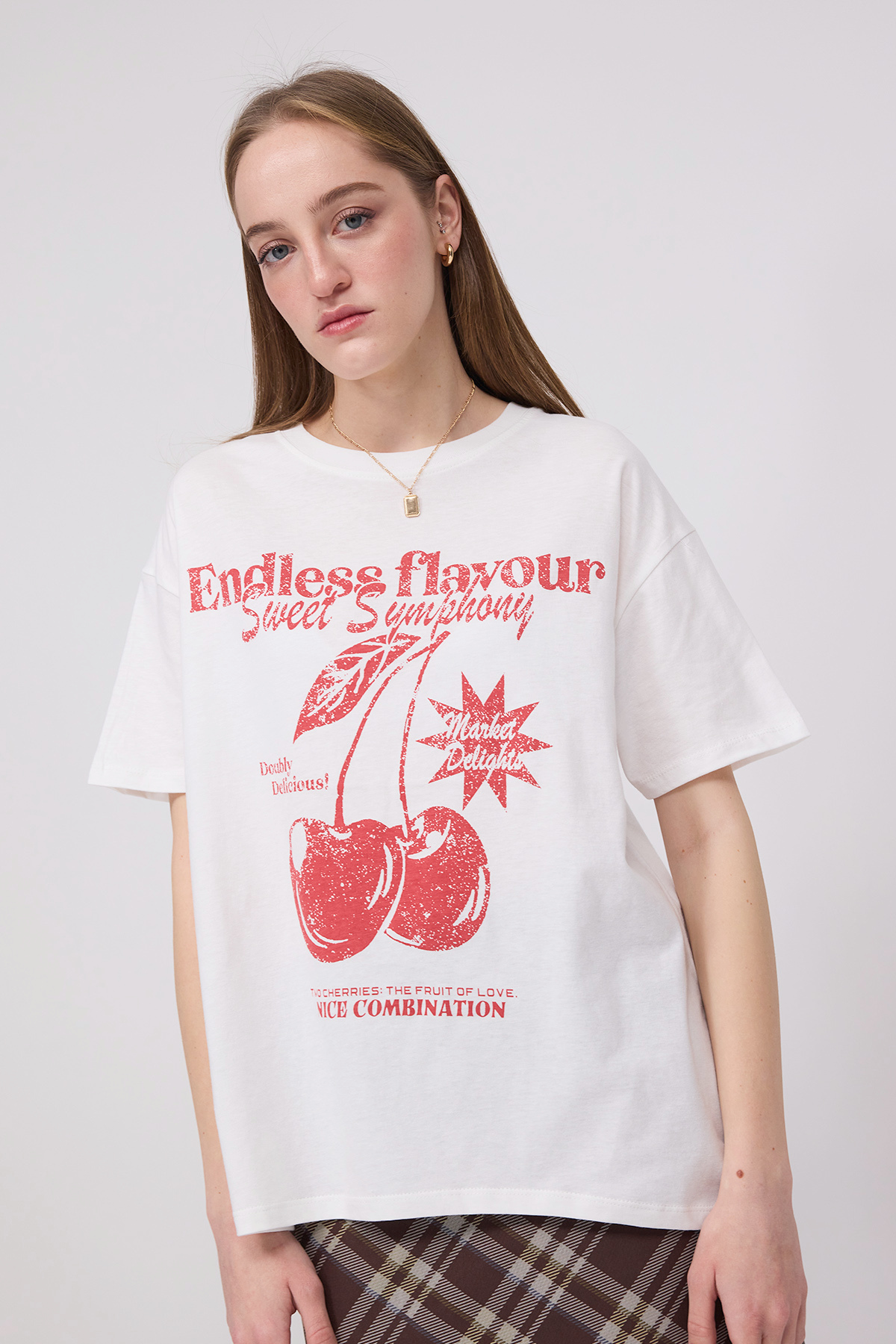 Addax Cherry Printed T-Shirt P10382- Trendyol