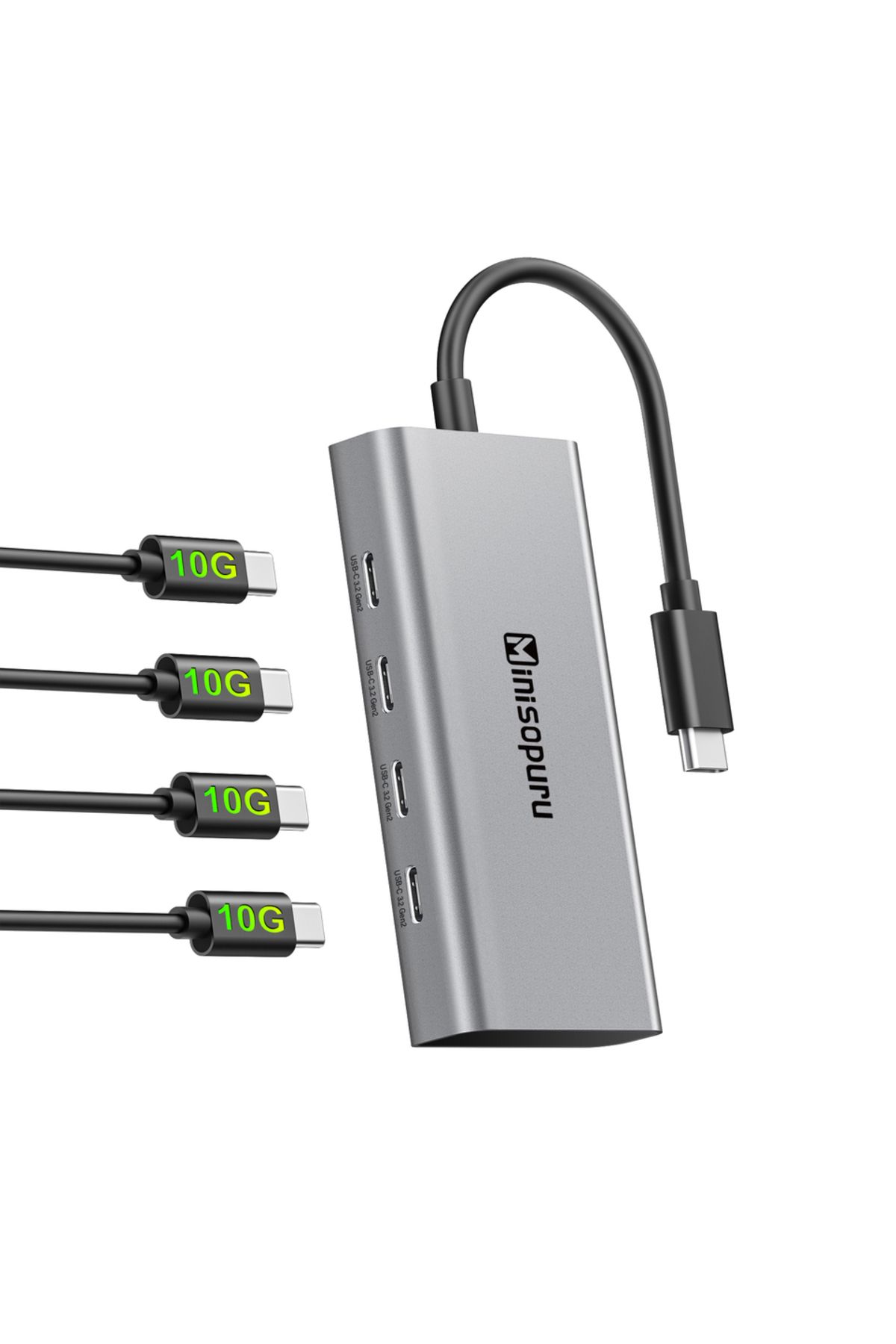 Choice-موزع USB C 4 في 1 بسرعة 10 جيجابت في الثانية (803) من Minisopuru مزود بـ 4 منافذ USB C إلى USB C لنقل البيانات فقط 1