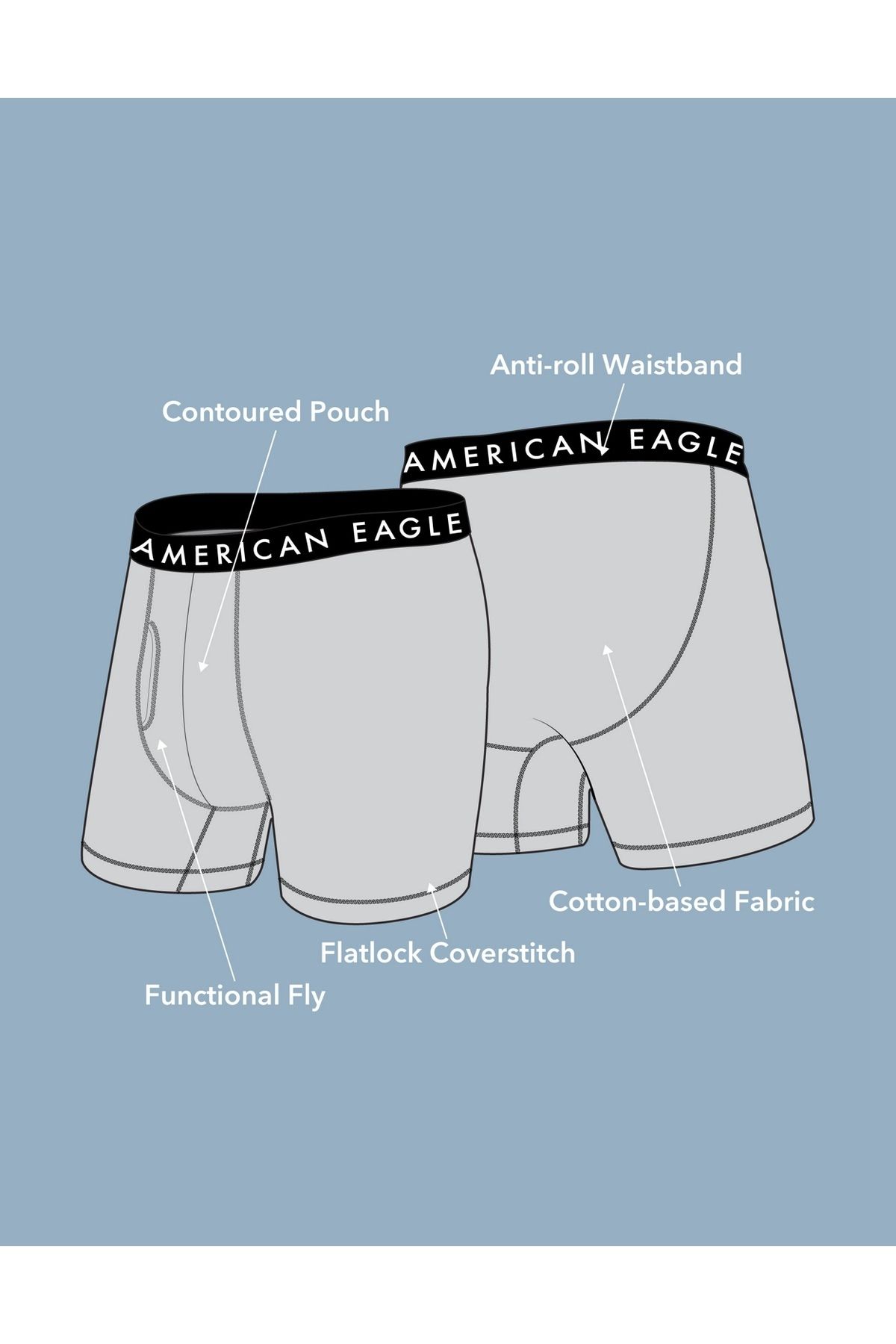 AMERICAN EAGLE-مجموعة من 3 قطع من ملابس داخلية بوكسر كلاسيكية مقاس 6 بوصات من AEO 3