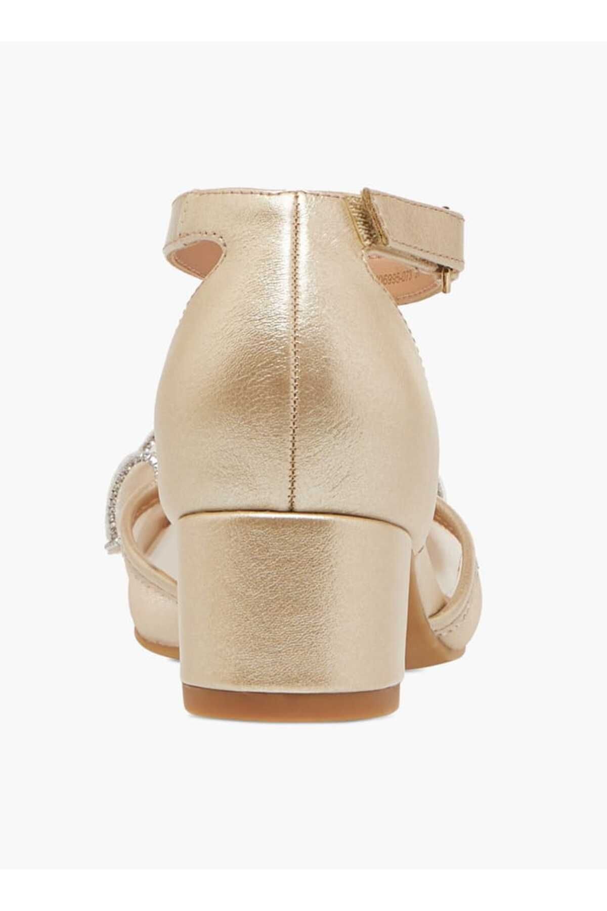 Celeste-Girl's Embellished Block Heeled Sandals with Hook and Loop Closure 4