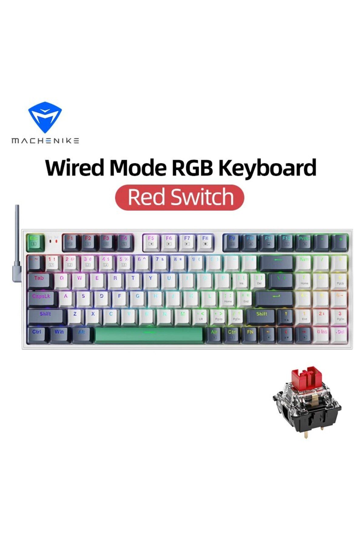 Choice-Red Switch MACHENIKE K500 Mechanical Keyboard Wired Gaming Keyboard K500-B94 Hot Swappable 94 Keys 9 1