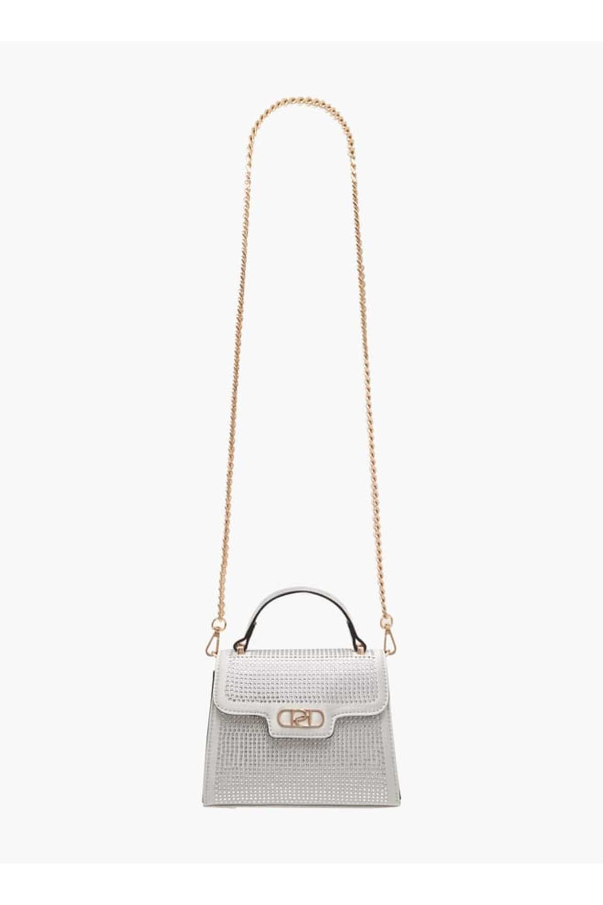 Paprika-Embellished Satchel Bag with Detachable Chain Strap and Flap Closure - W 8 x H 16 x D 21 cm 2